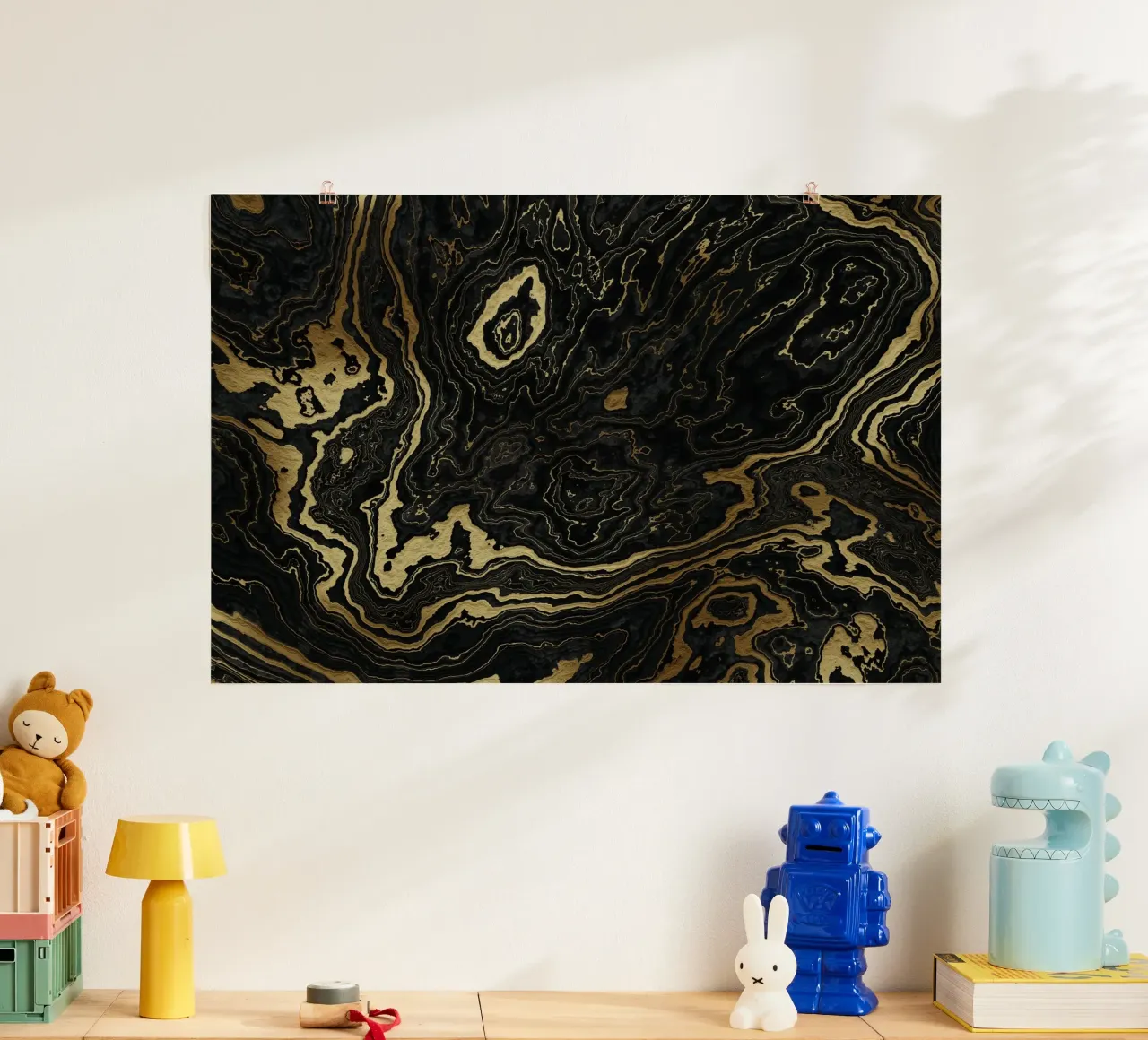 Portoro Texture marmo nero e oro II carta hahnemühle da amini54