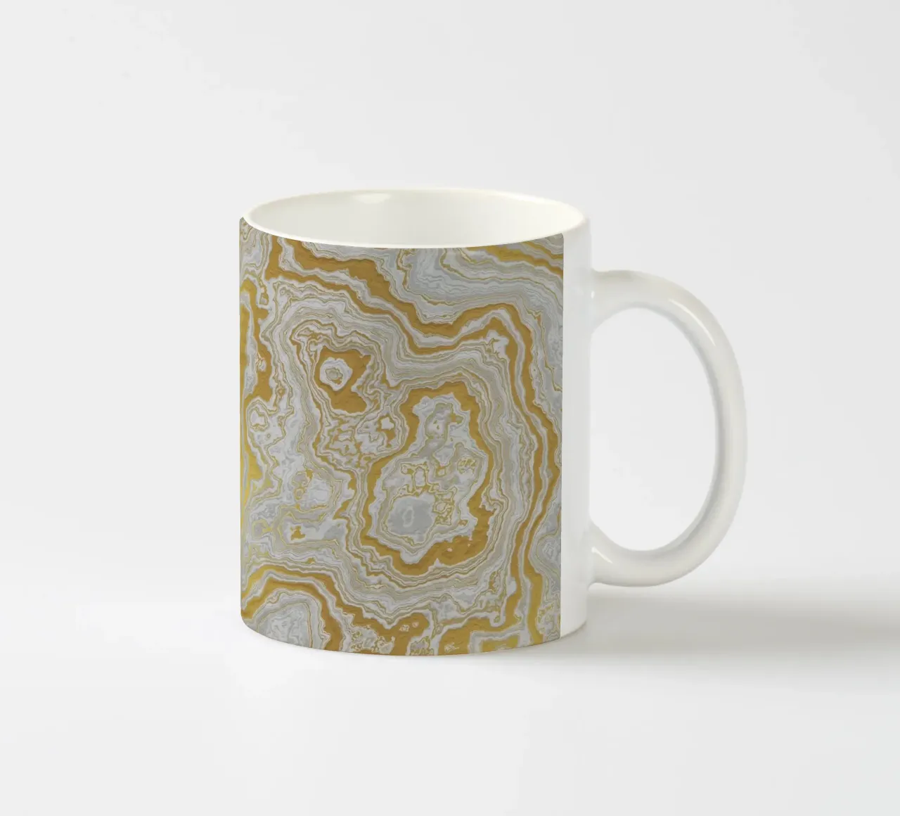 Calcatta Oro White and Gold Marble Texture II tazza in ceramica da amini54