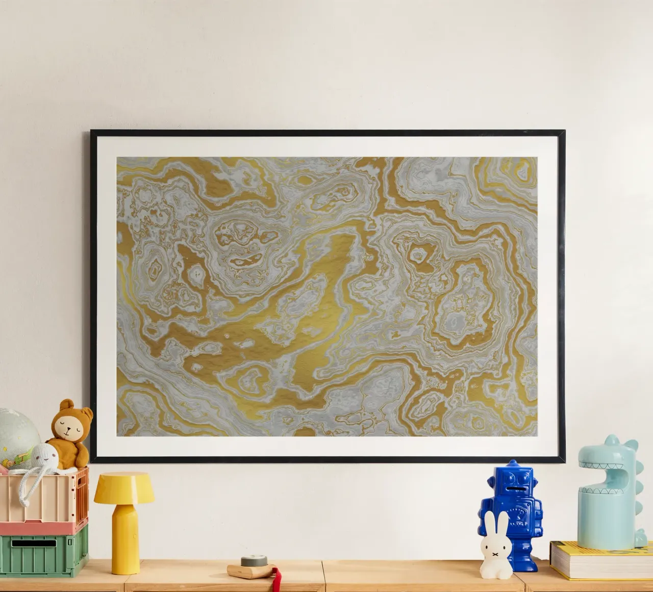 Calcatta Oro White and Gold Marble Texture II poster da amini54