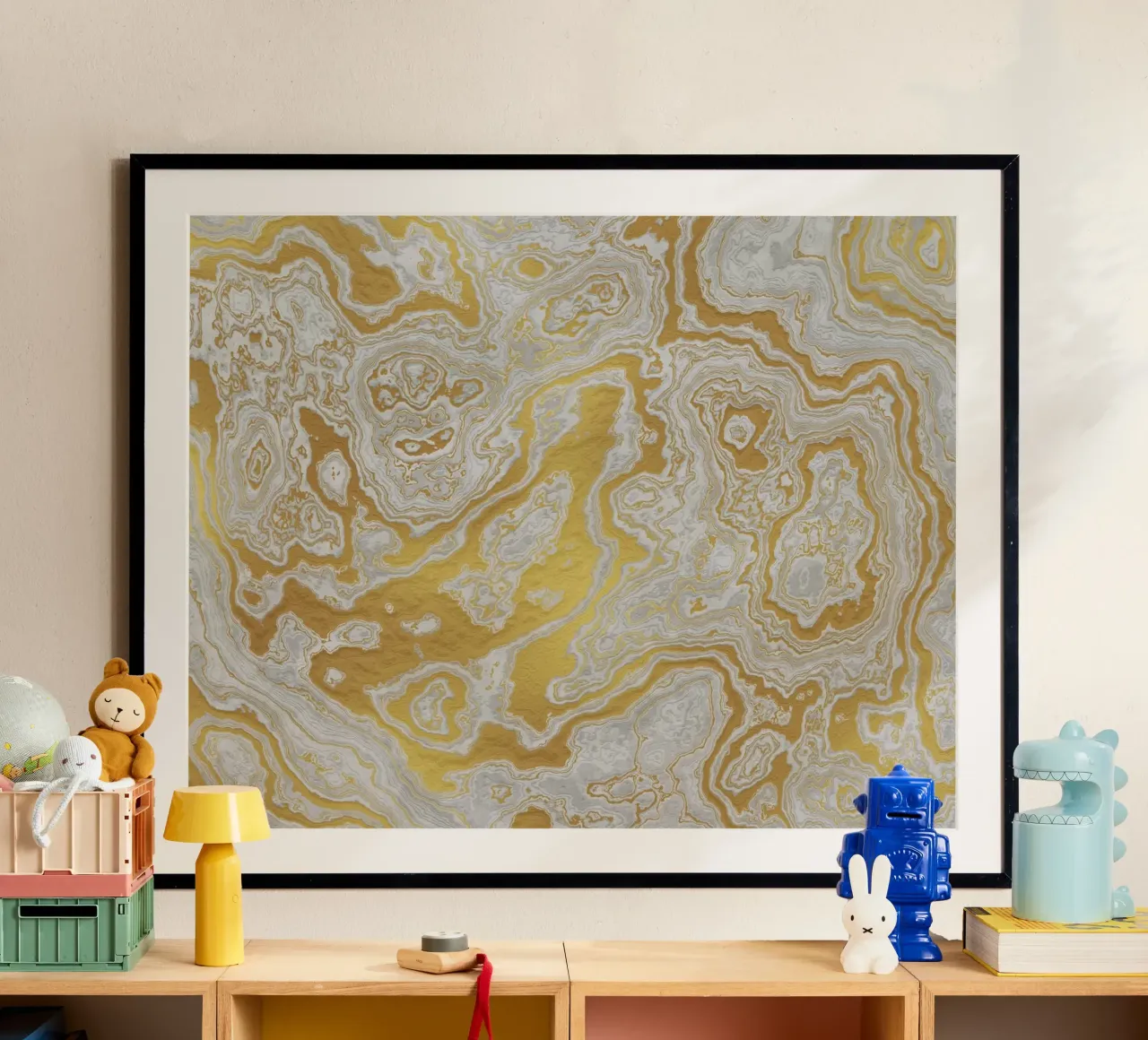 Calcatta Oro White and Gold Marble Texture II poster da amini54