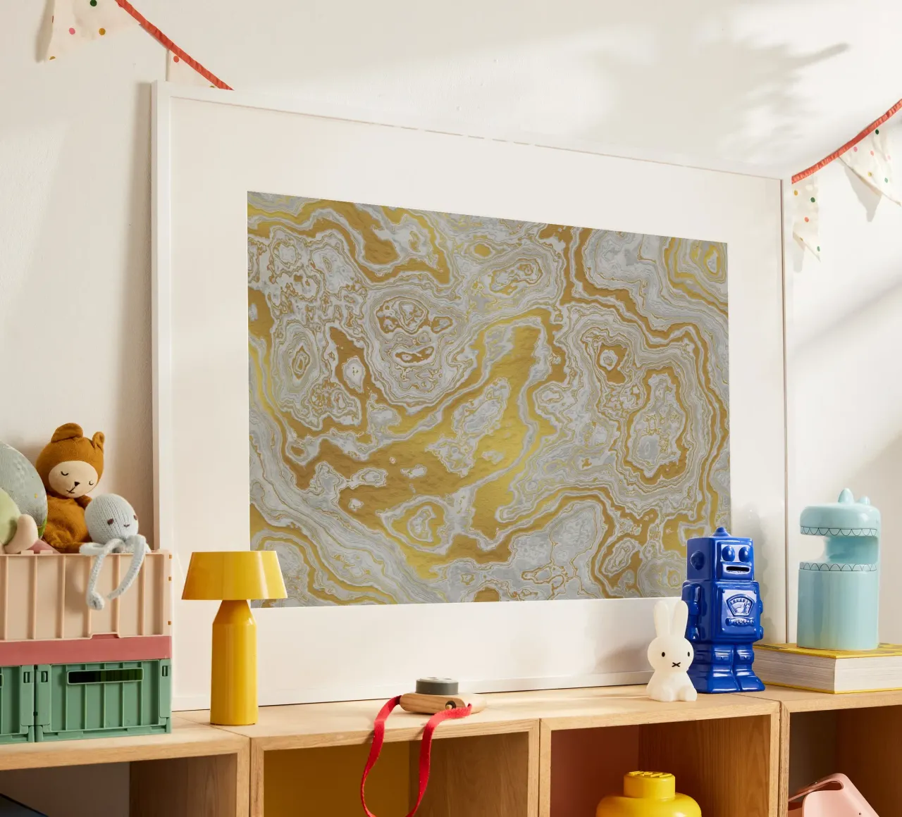 Calcatta Oro White and Gold Marble Texture II poster da amini54