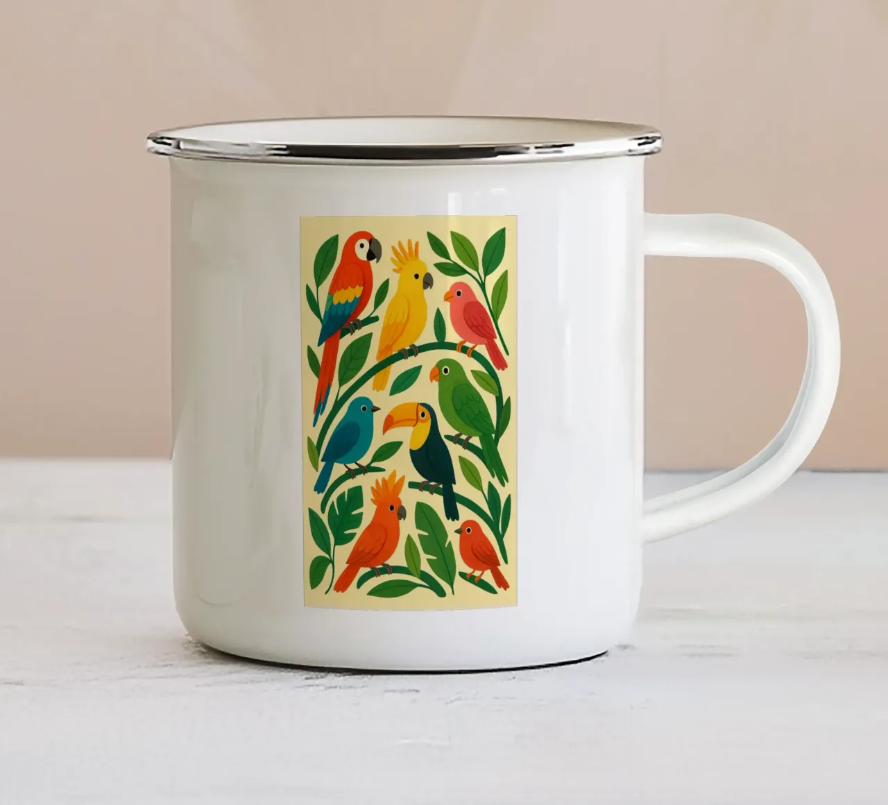 Uccelli della giungla tazza in smalto da Studio M