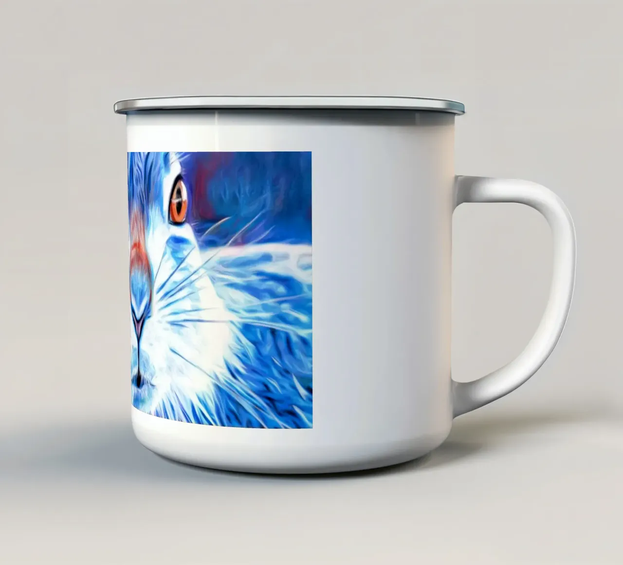 Giovane lepre di montagna tazza in smalto da goddess art