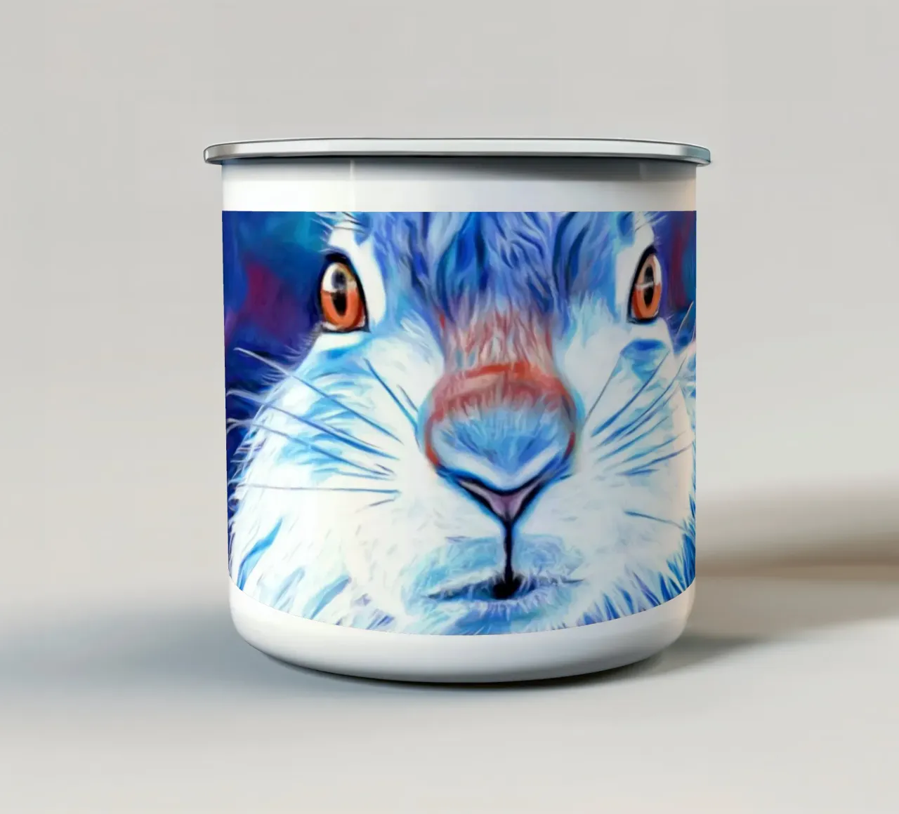 Giovane lepre di montagna tazza in smalto da goddess art