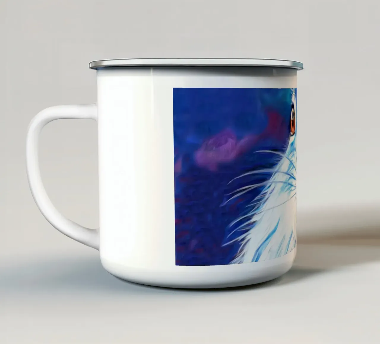 Giovane lepre di montagna tazza in smalto da goddess art