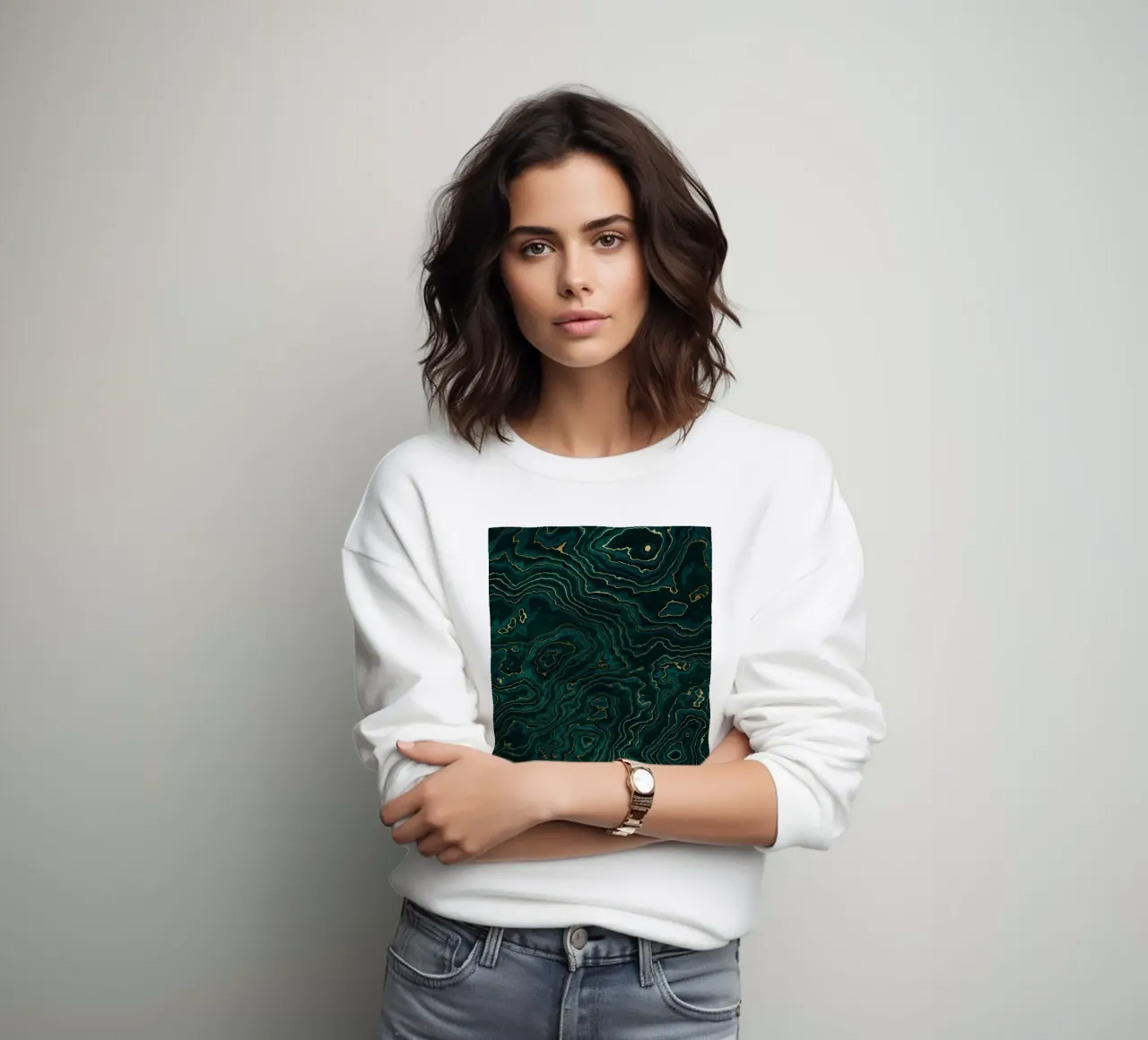 Texture marmo verde acqua e oro I felpa da amini54