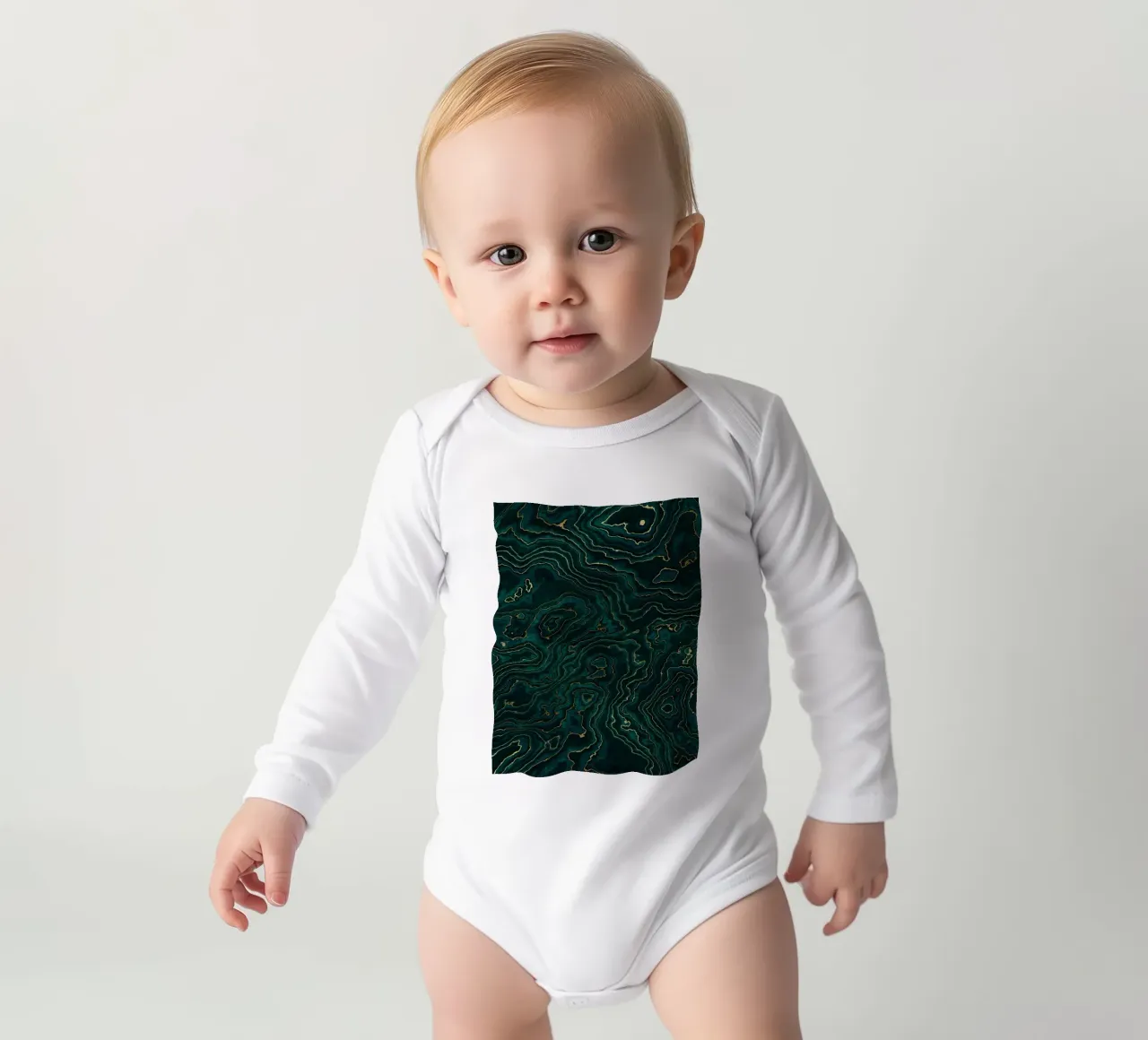Teal und Gold Marmorstruktur I Langarm Babybody von amini54