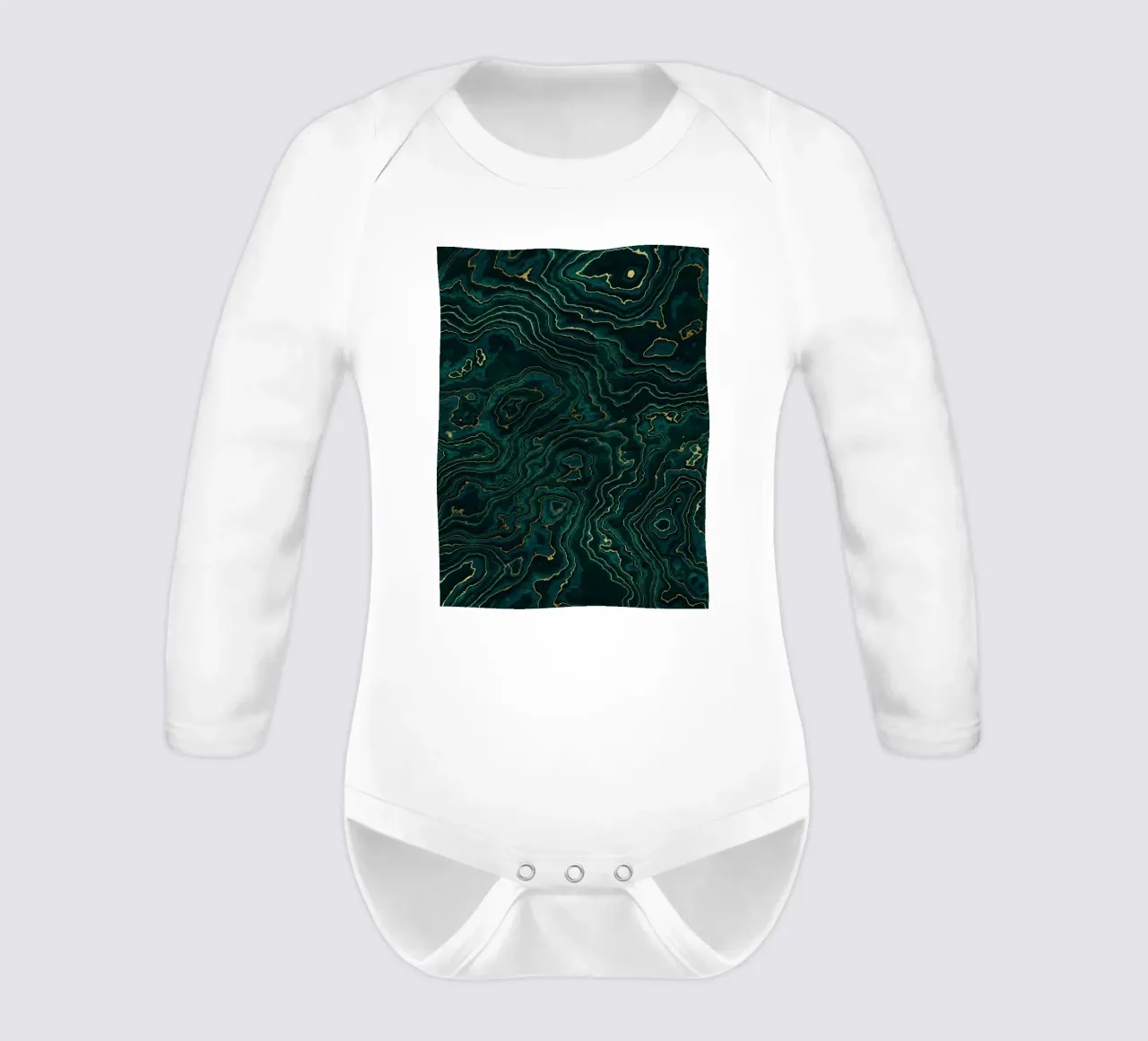Teal und Gold Marmorstruktur I Langarm Babybody von amini54