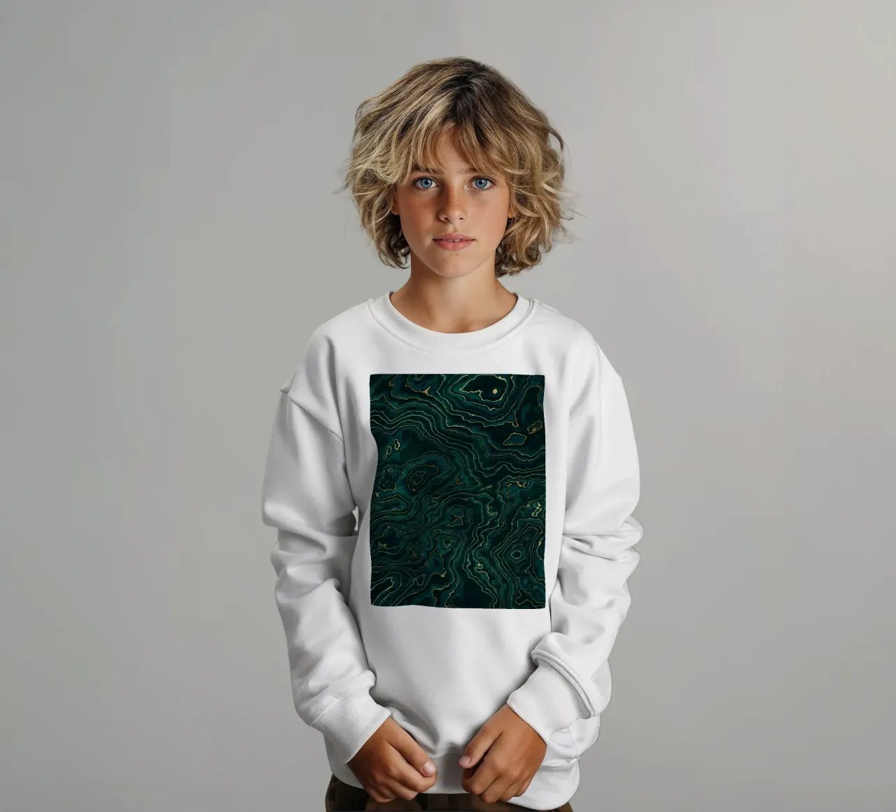 Texture marmo verde acqua e oro I felpa bambino da amini54
