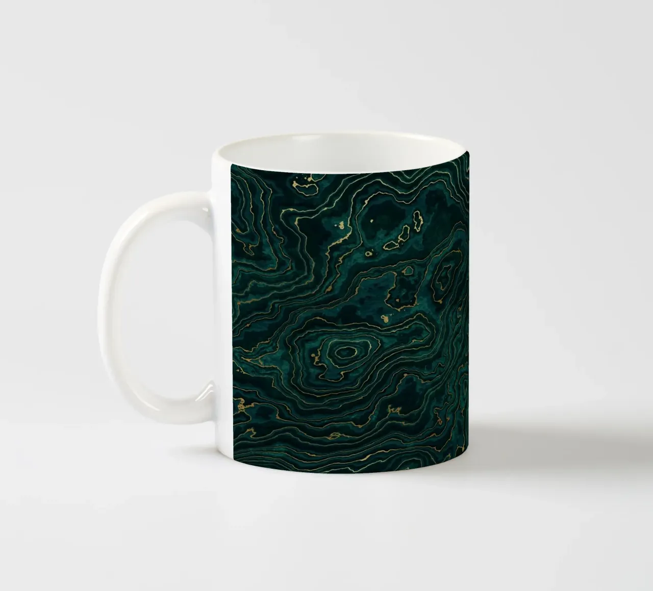 Texture marmo verde acqua e oro I tazza in ceramica da amini54
