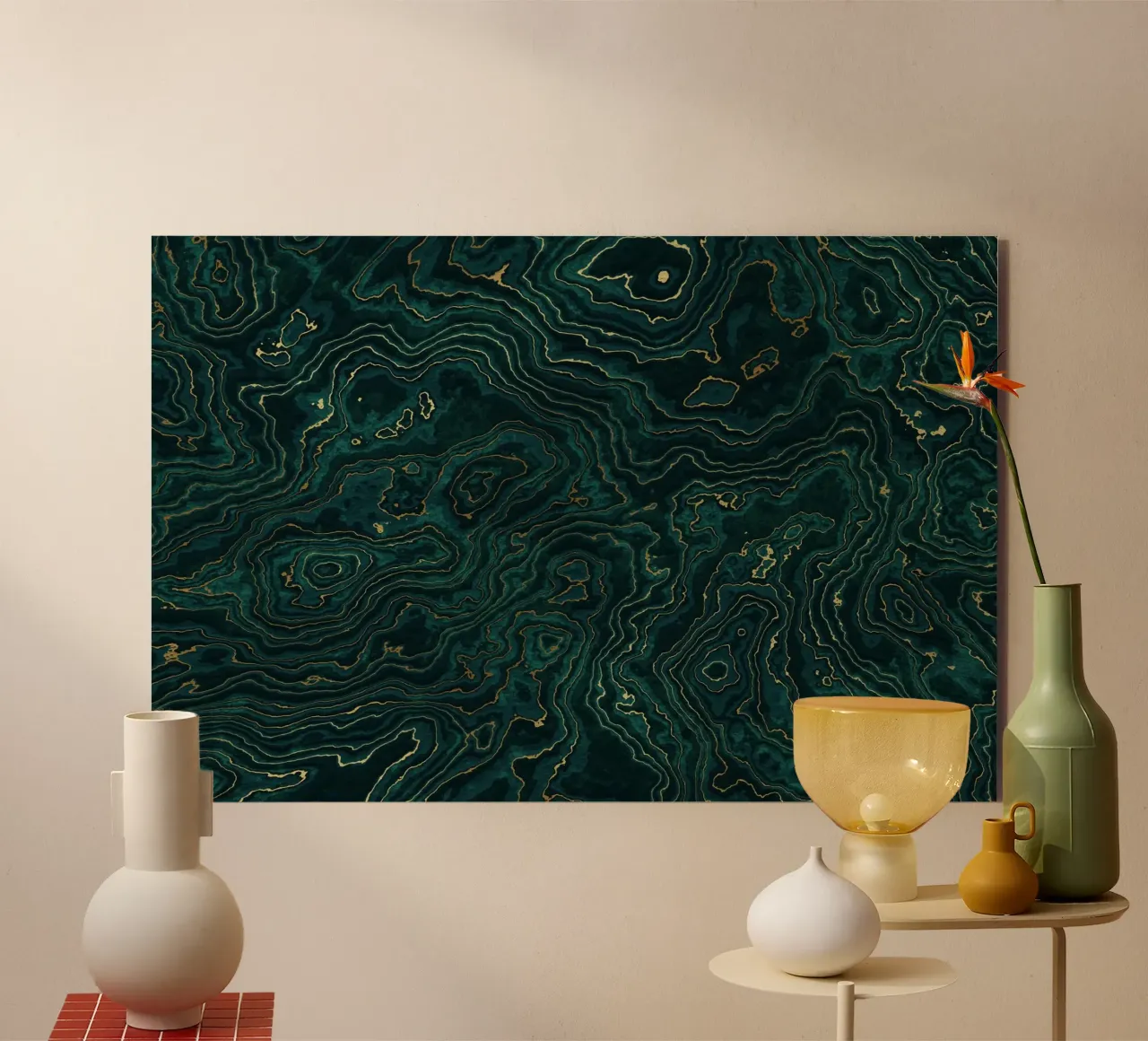 Texture marmo verde acqua e oro I alluminio dibond da amini54