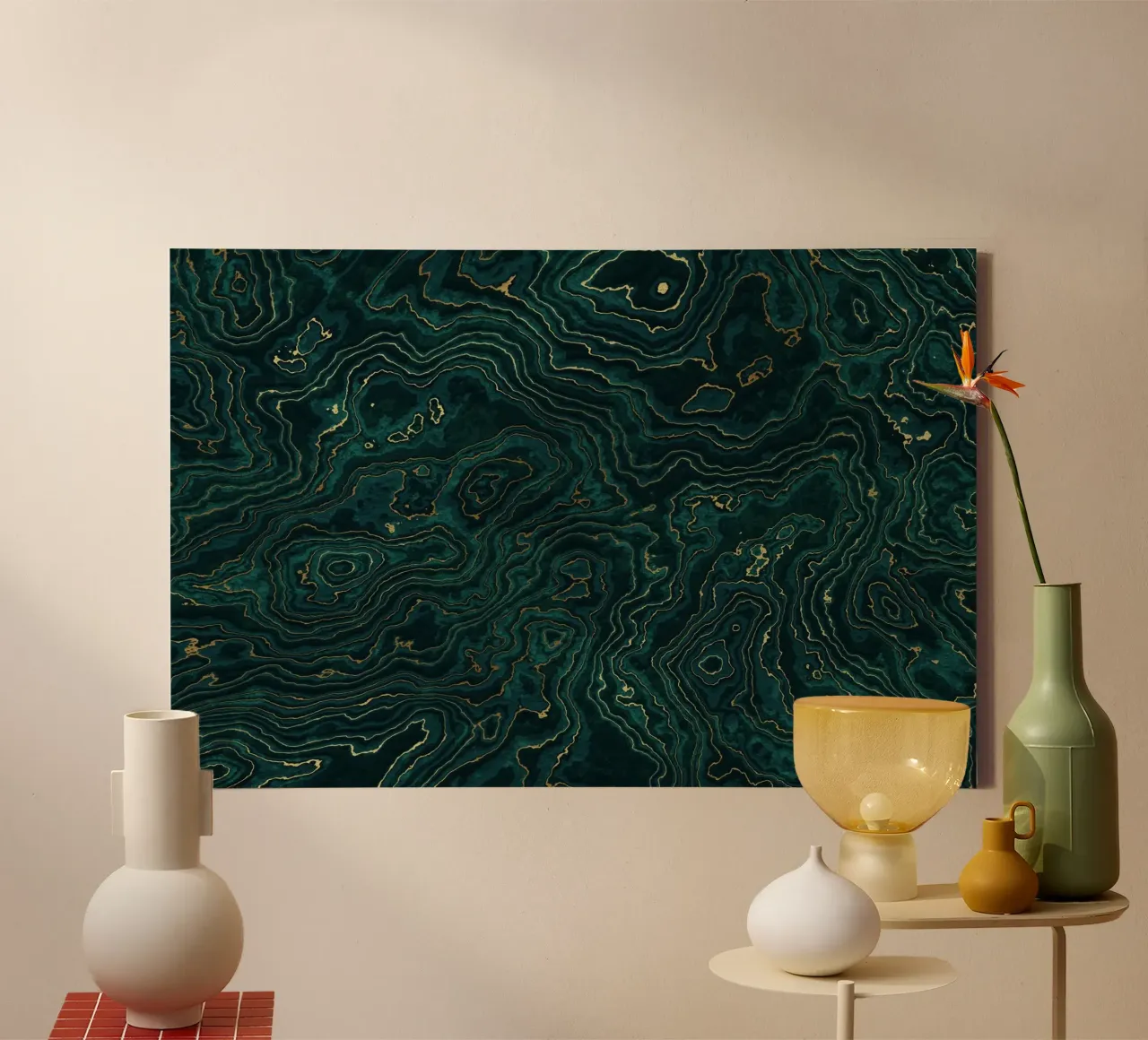 Teal und Gold Marmorstruktur I Leinwand von amini54