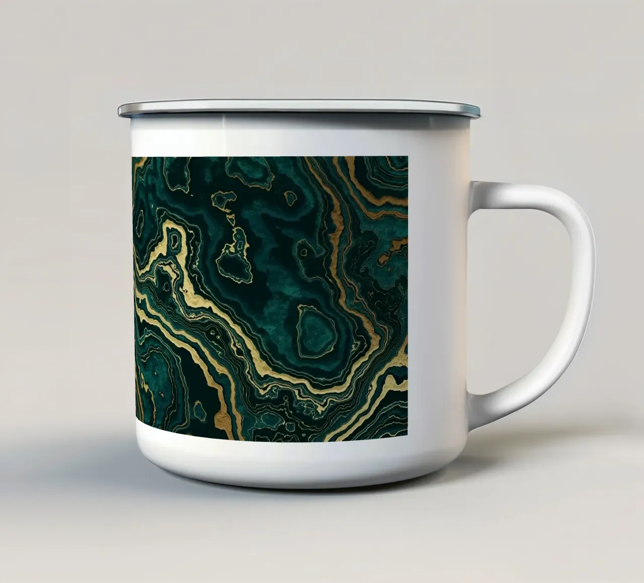 Texture marmo verde acqua e oro II tazza in smalto da amini54