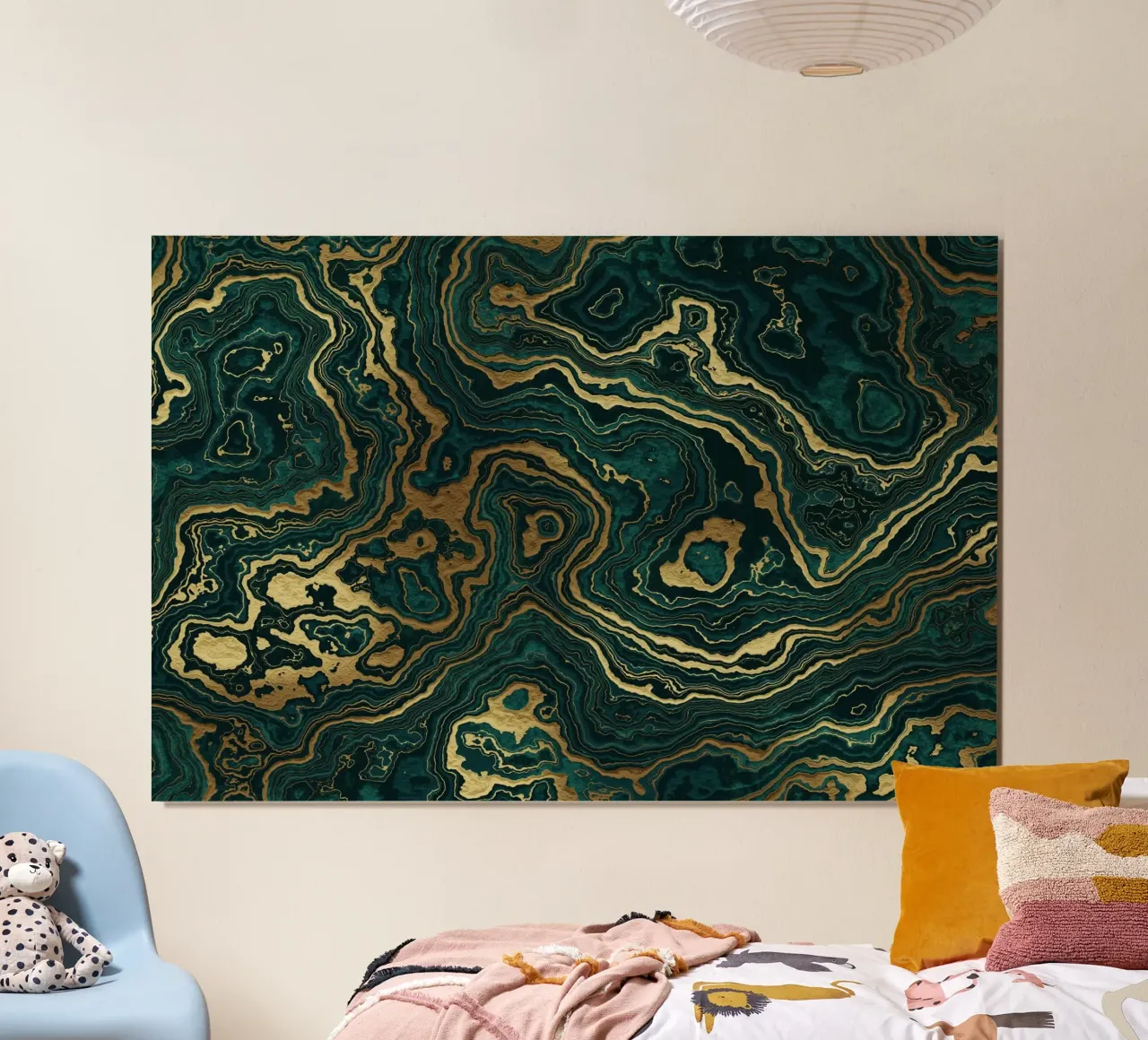 Texture marmo verde acqua e oro II poster da amini54