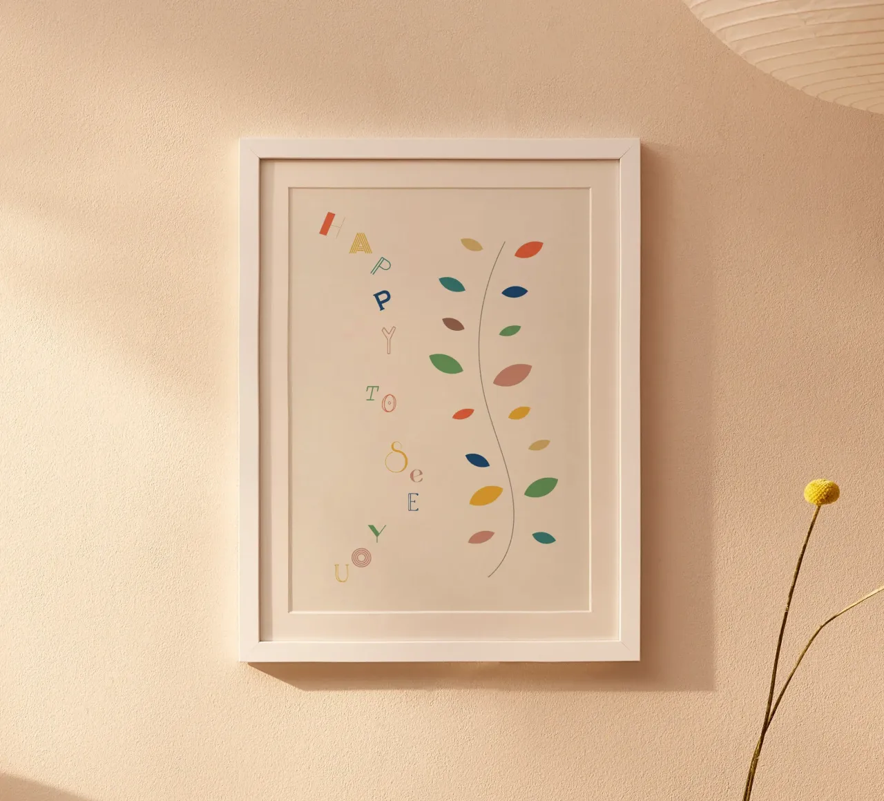 HAPPY TO SEE YOU poster con telaio in alluminio da natural neutral