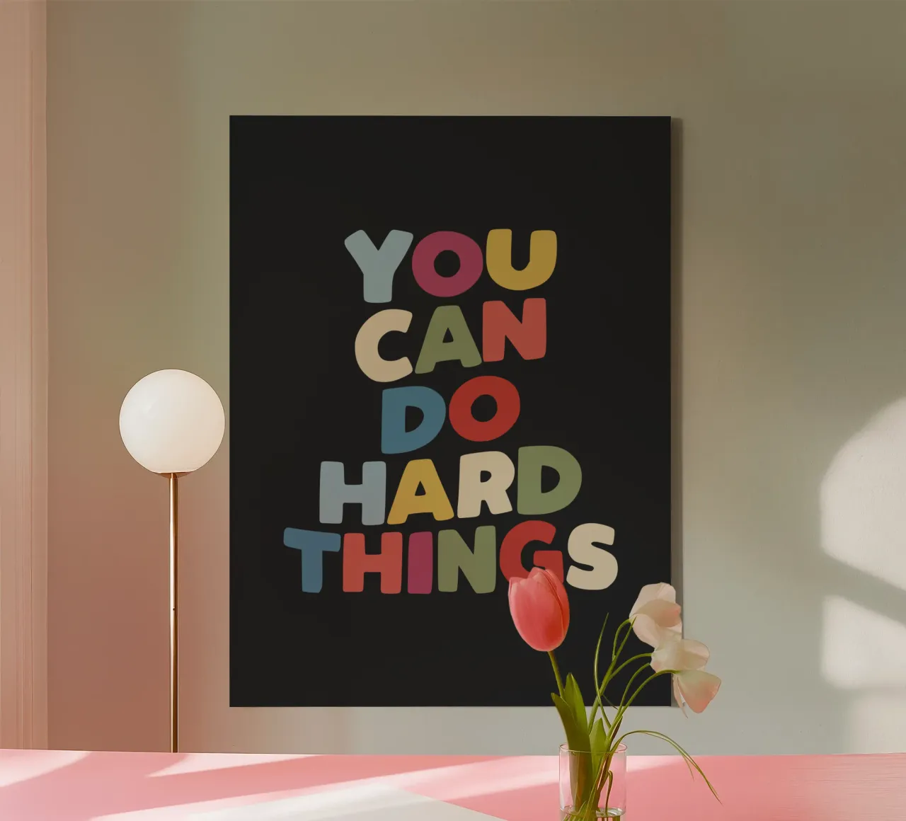 You Can Do Hard Things Motivating Typography Design canvas by THE MOTIVATED TYPE