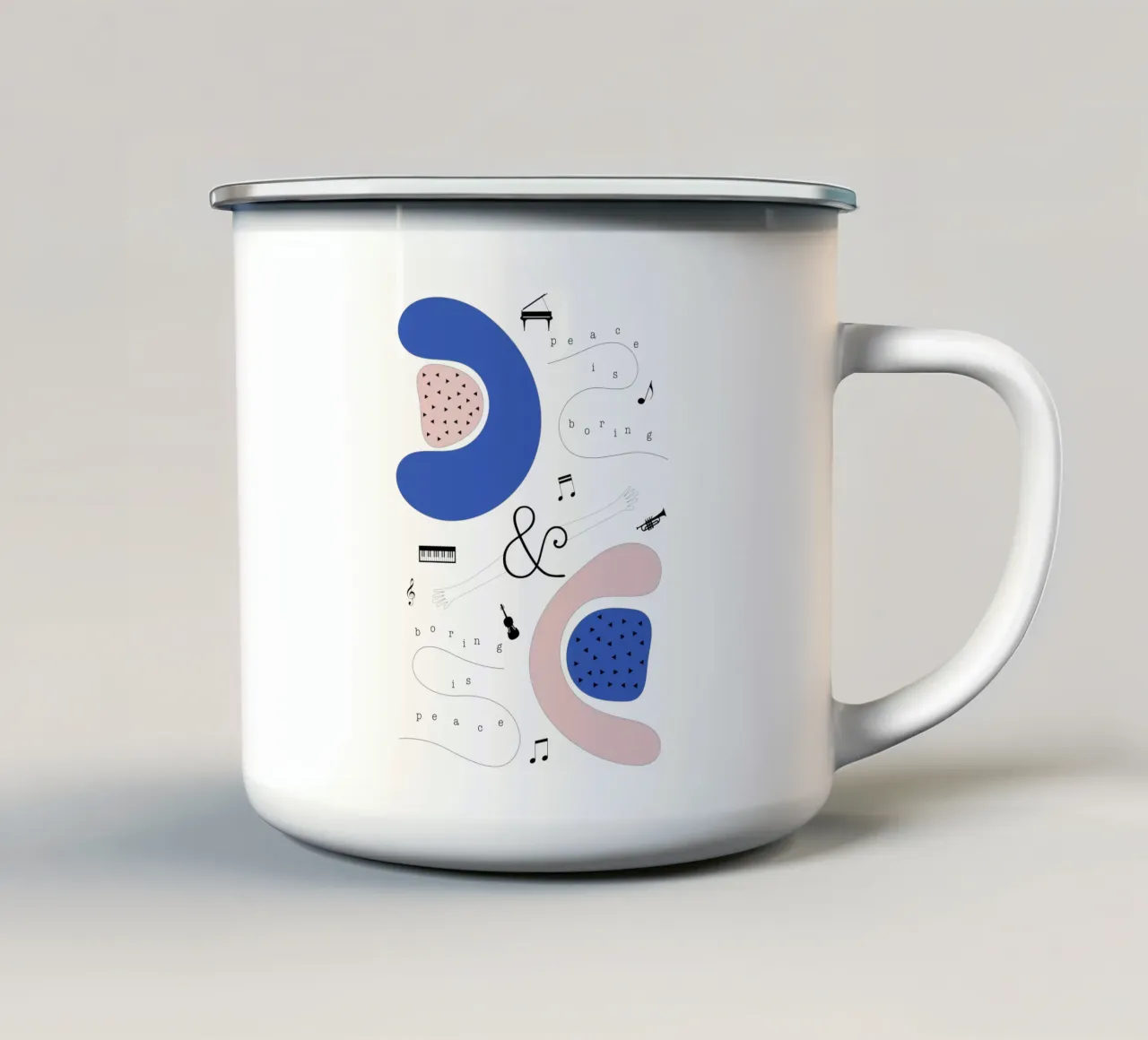 peace is boring, boring is peace tazza in smalto da natural neutral