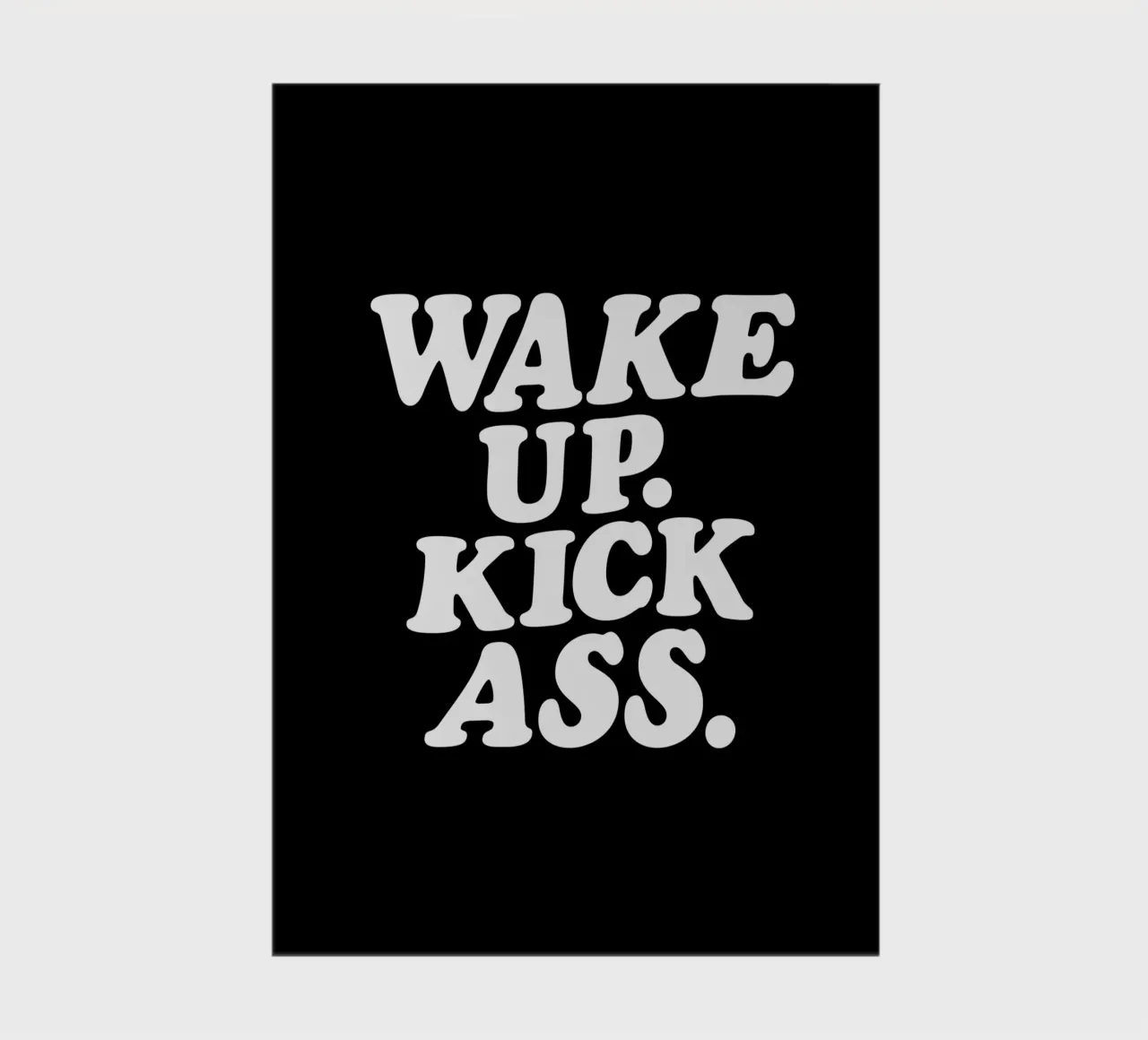 Wake Up Kick Ass Monochrome Motivational Typography Design notebook by THE MOTIVATED TYPE