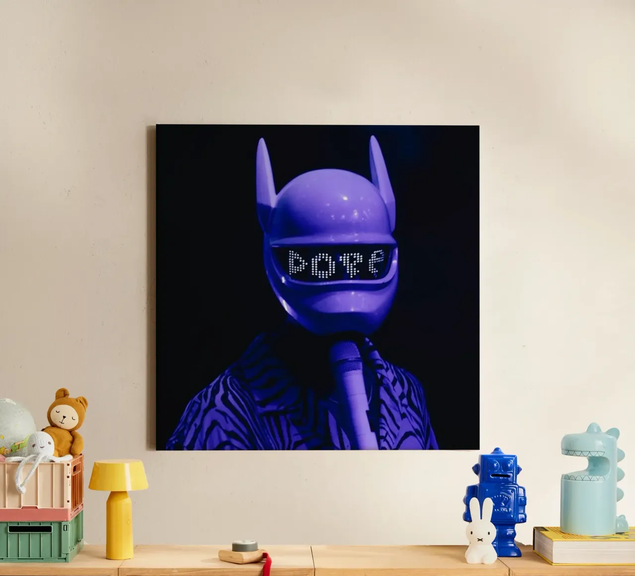 Die blaue Maske Leinwand mit Schattenfugenrahmen von Piere art Shops