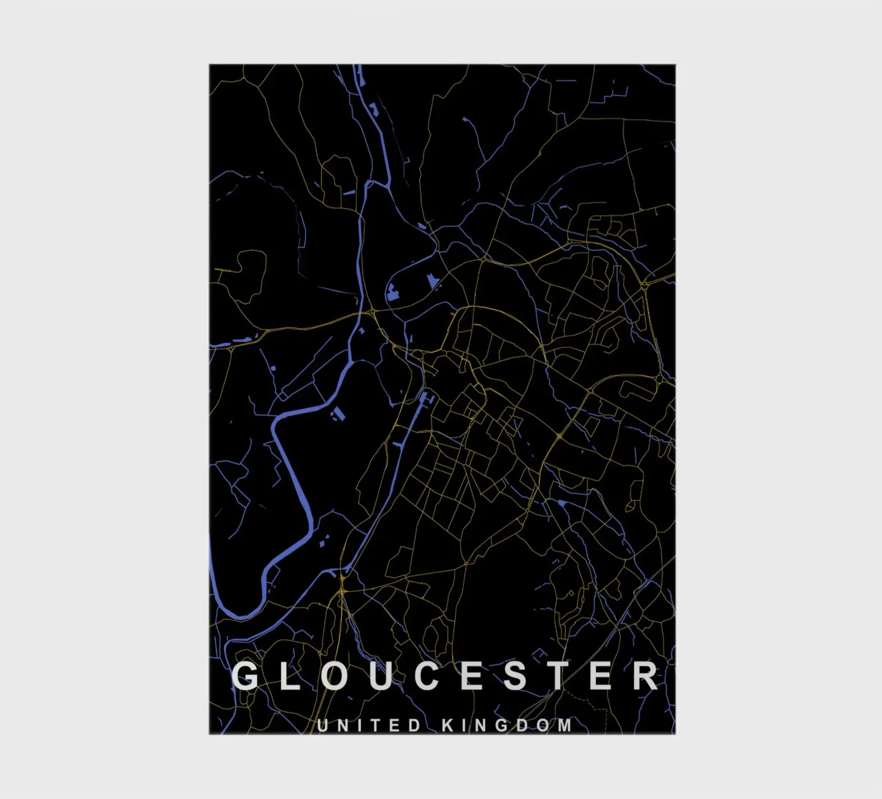 Mappa della città di Gloucester Regno Unito nero e oro diario da Cartographers Library