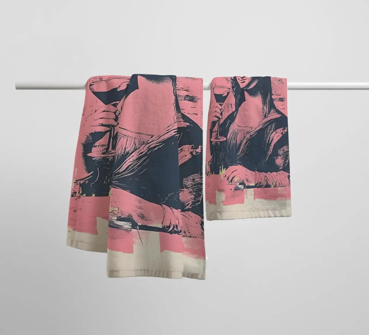 Roze Martini Mona Lisa Leuk Dopamine Decor badhanddoek van Farlane