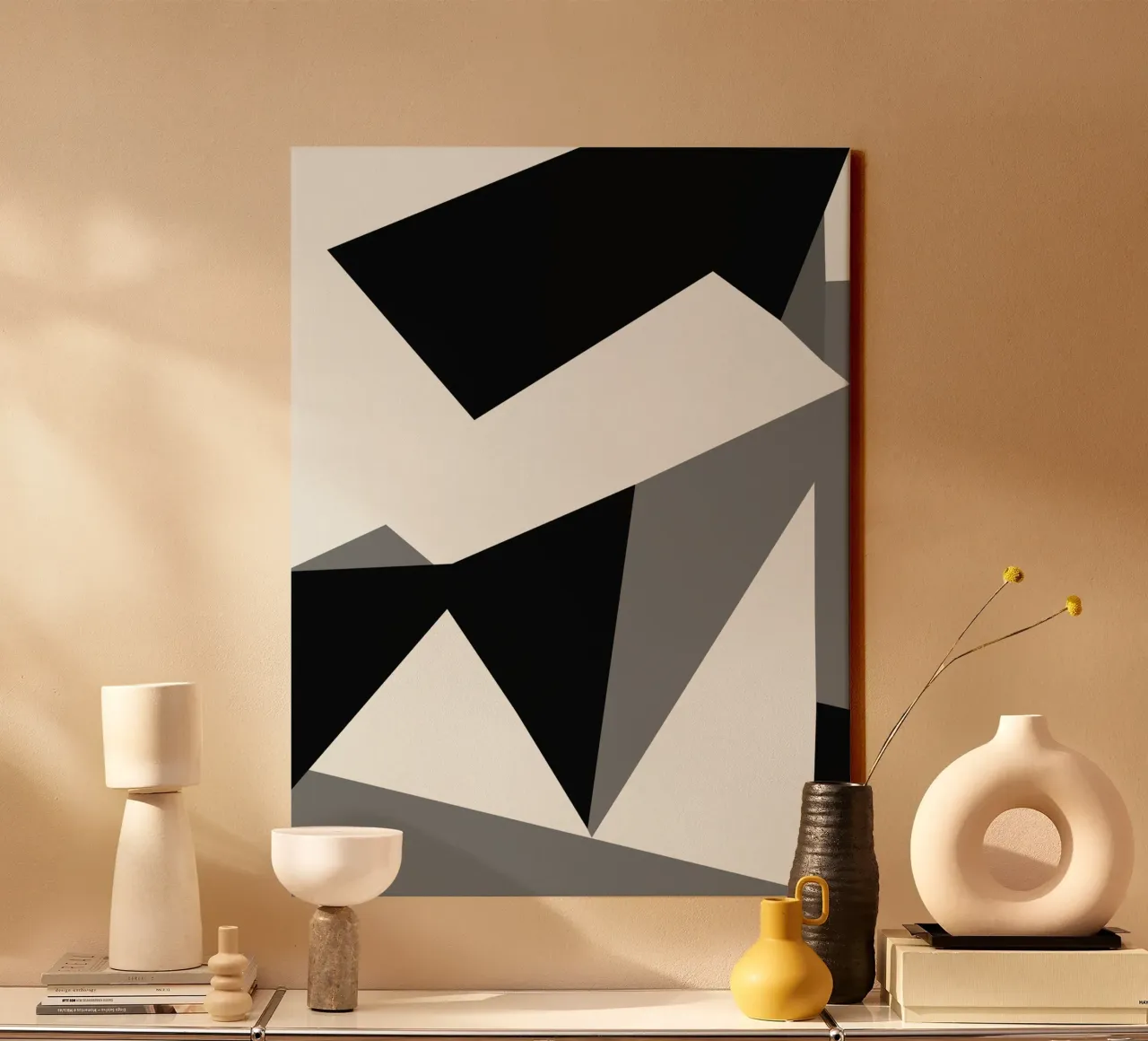 Abstract Black And White Painting canvas by Little Dean