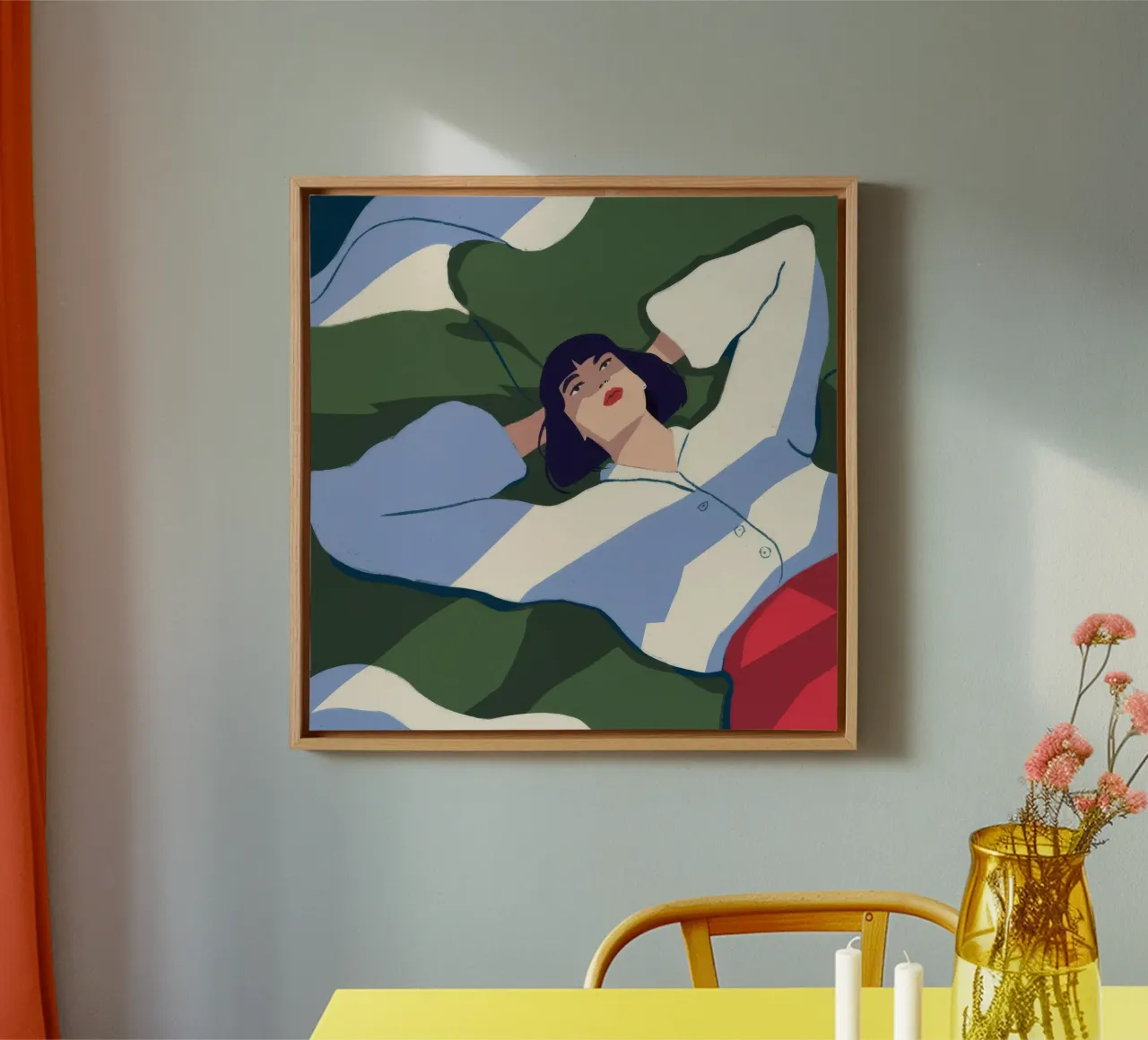Serene dagdroom canvas met Baklijst van Prism Palette