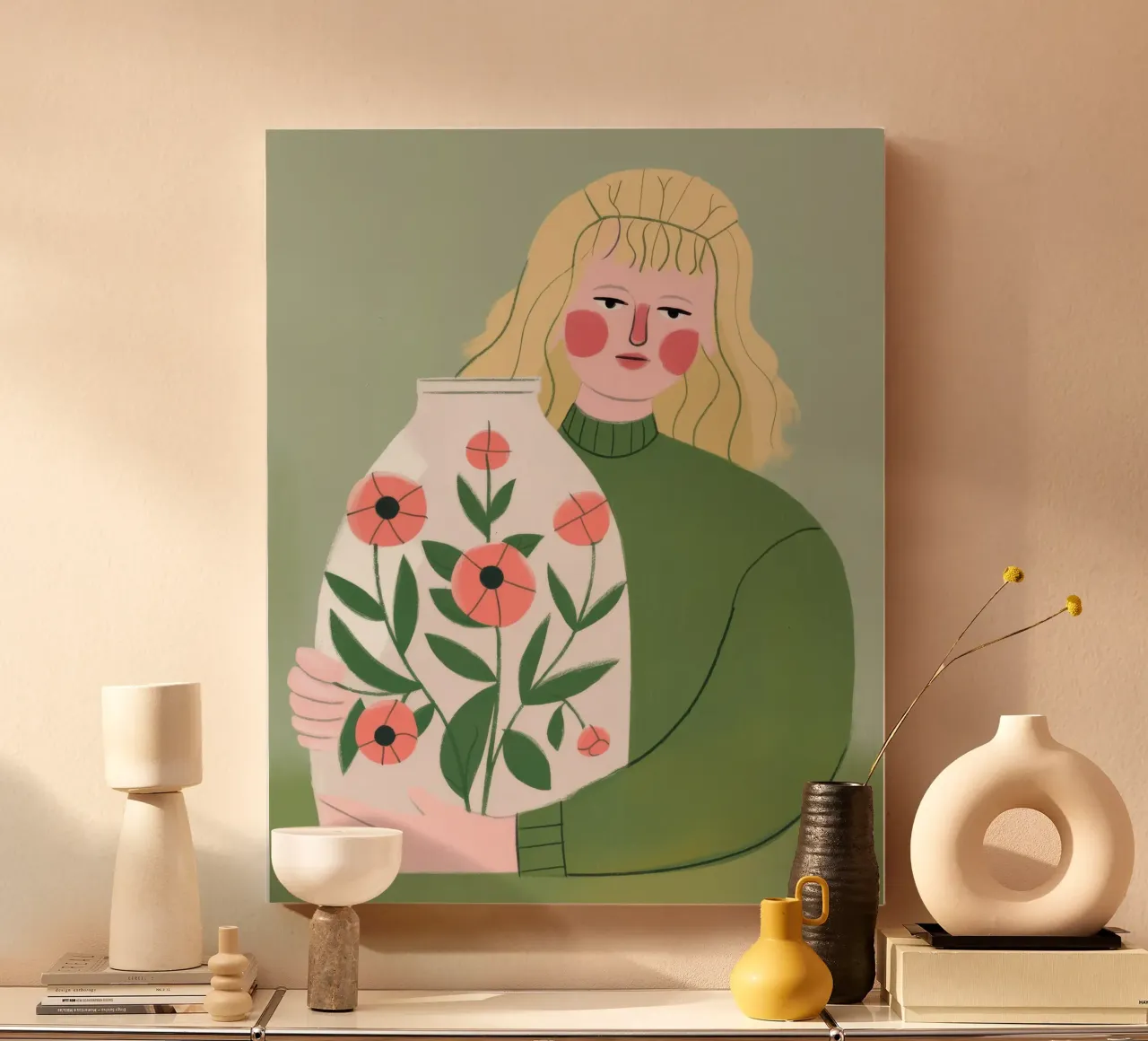 Bloemrijke omhelzing canvas met Baklijst van Prism Palette