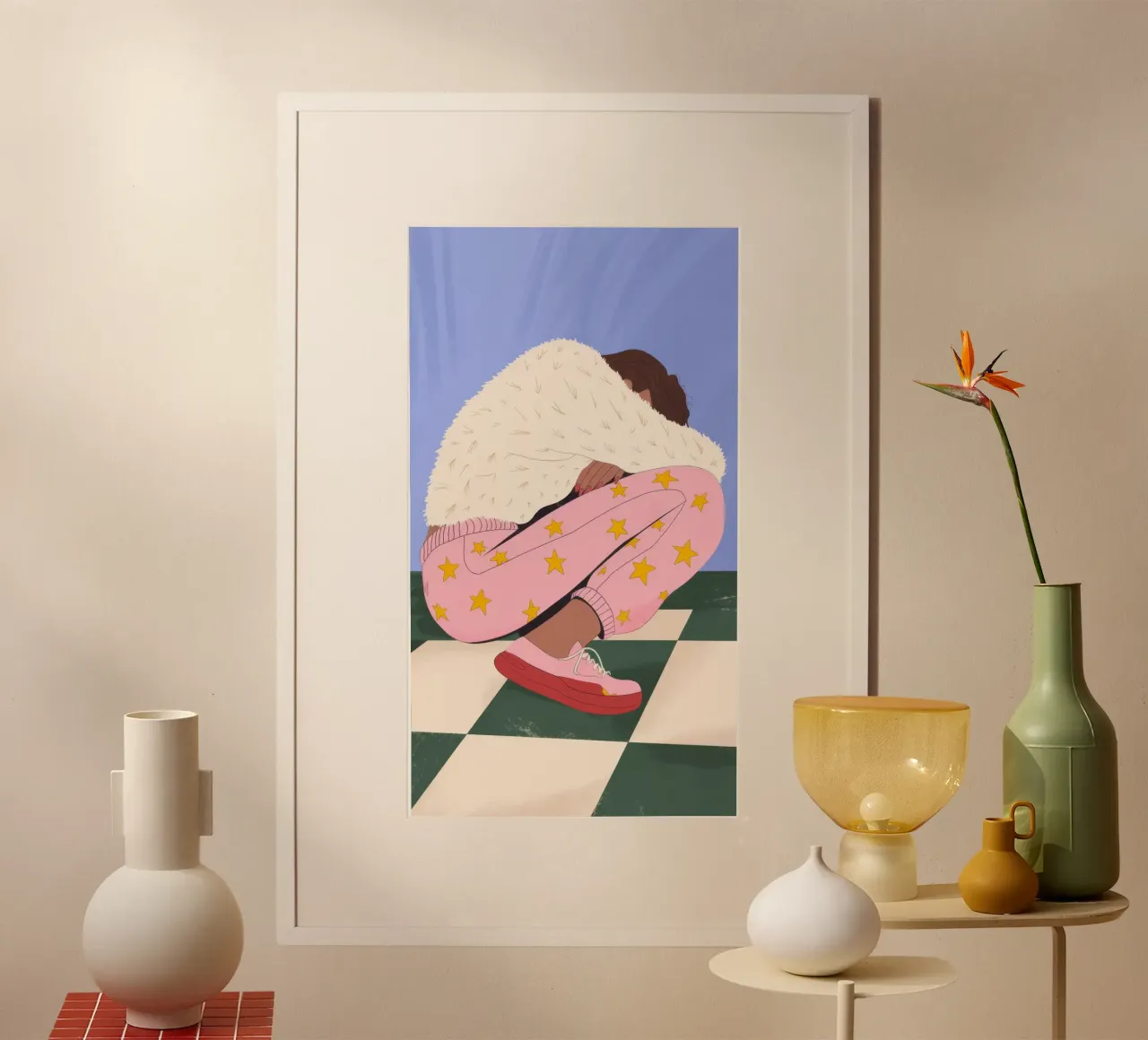 Reflektierende Einsamkeit Poster mit Holzrahmen von Prism Palette
