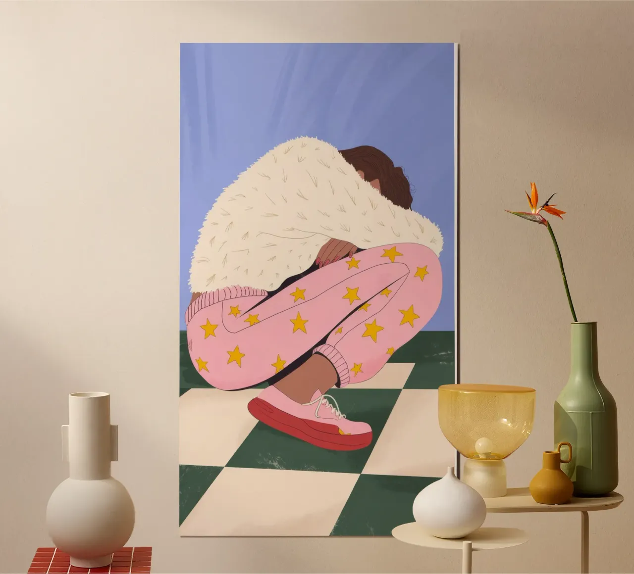 Reflektierende Einsamkeit Poster mit Holzrahmen von Prism Palette