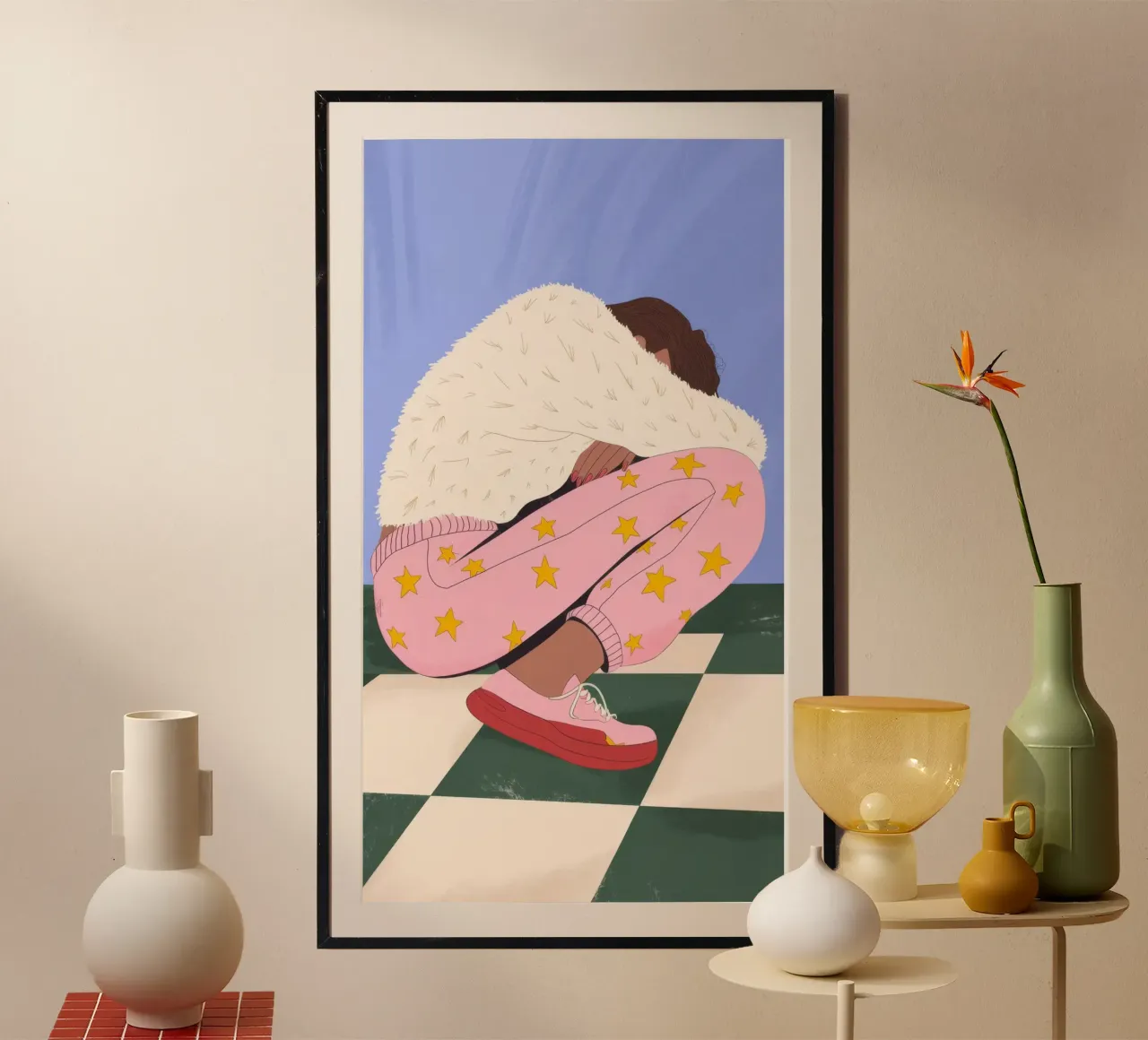 Reflektierende Einsamkeit Poster mit Holzrahmen von Prism Palette