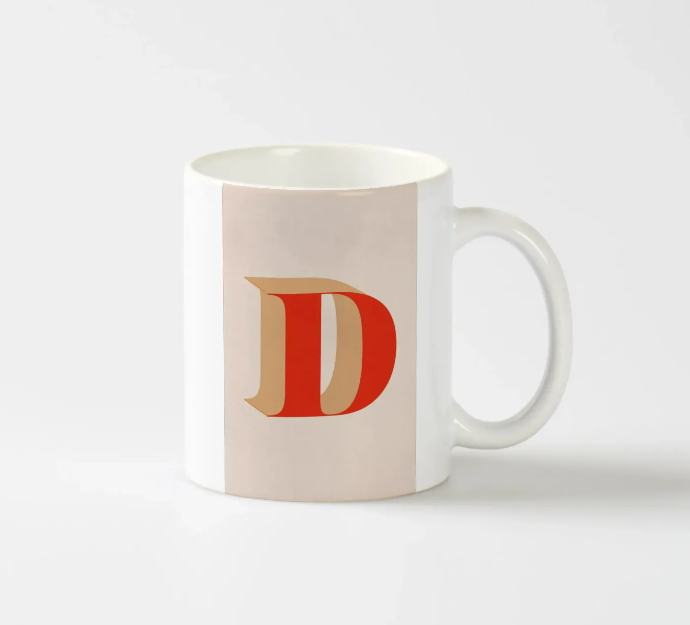 Red D ceramic mug by daylight design studio
