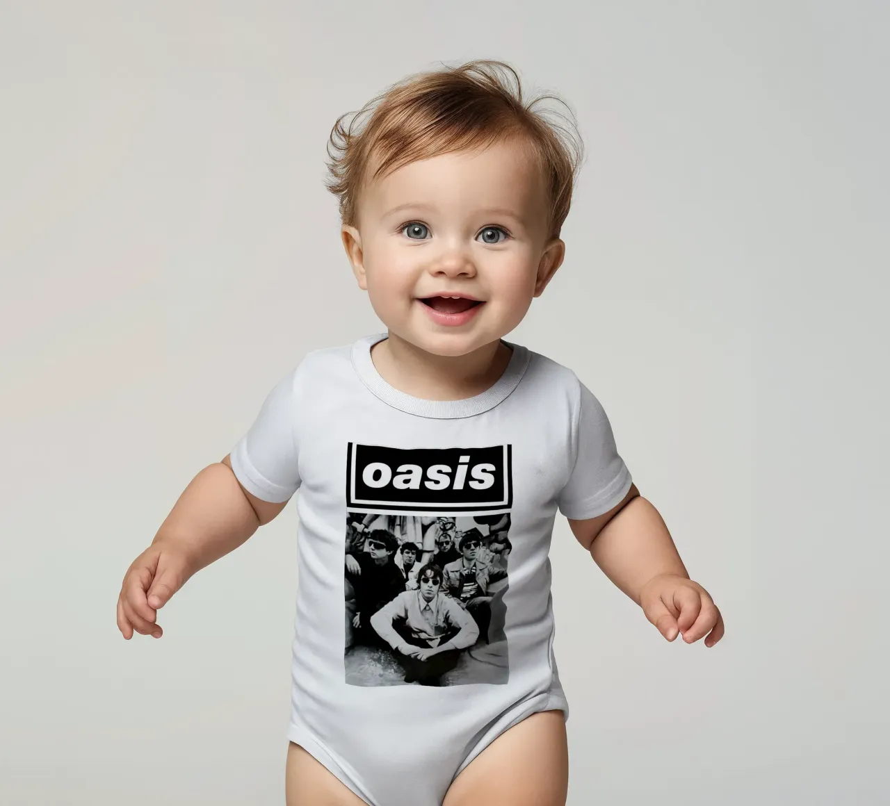 Schwarz-Weiß-Oase Kurzarm Babybody von HUMMERSONIC