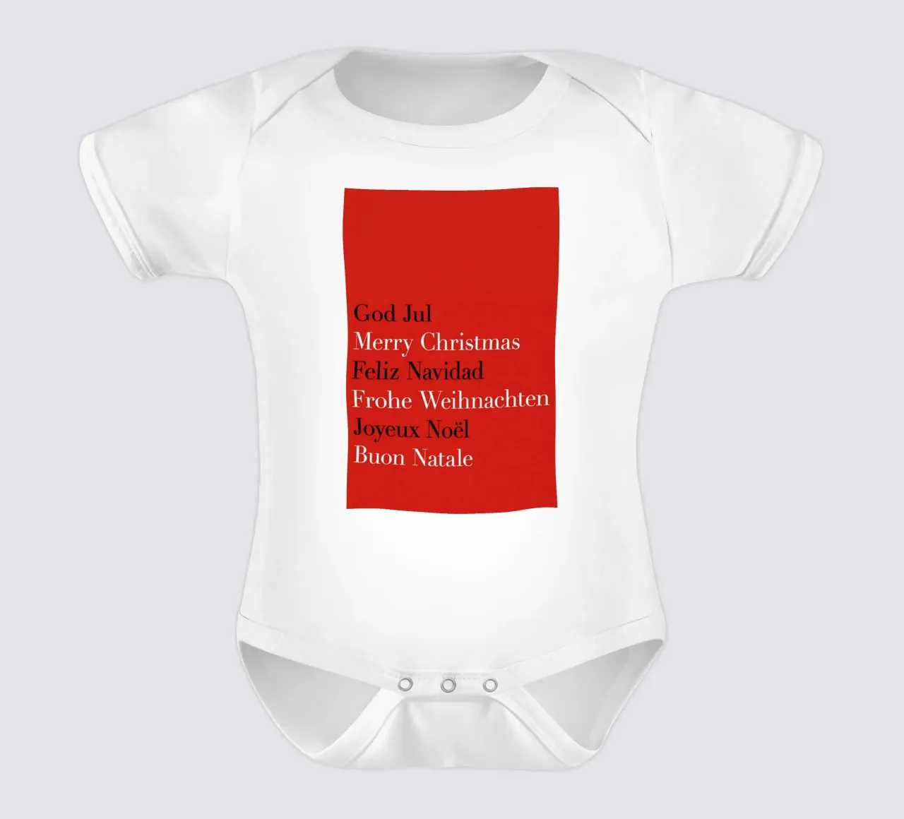 Strict Christmas Greetings short-sleeve baby romper by Bo Lundberg