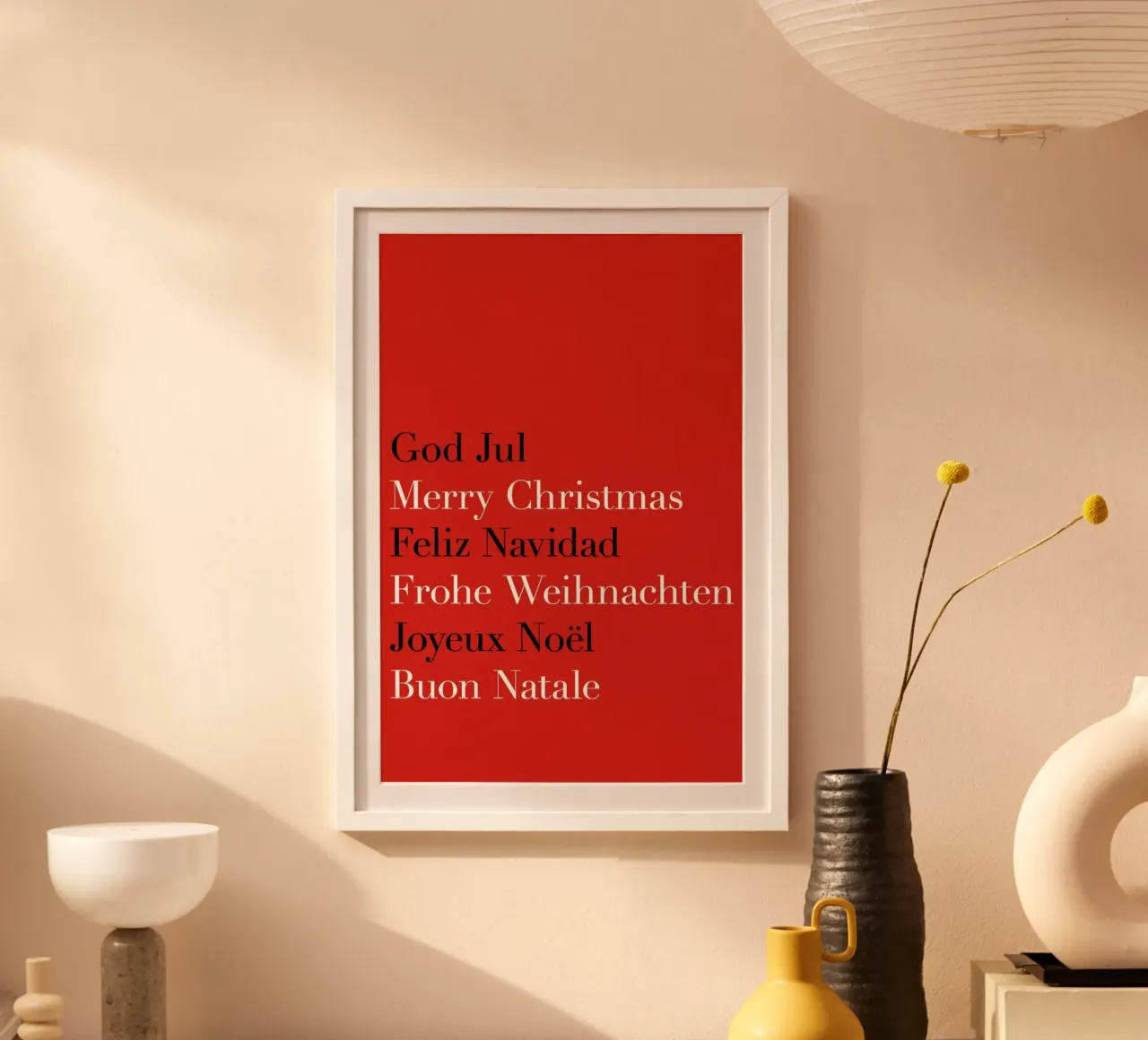Strict Christmas Greetings poster con telaio in alluminio da Bo Lundberg