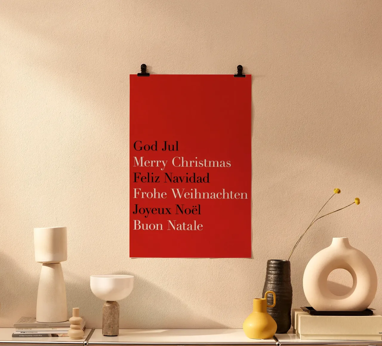 Strict Christmas Greetings poster con telaio in alluminio da Bo Lundberg