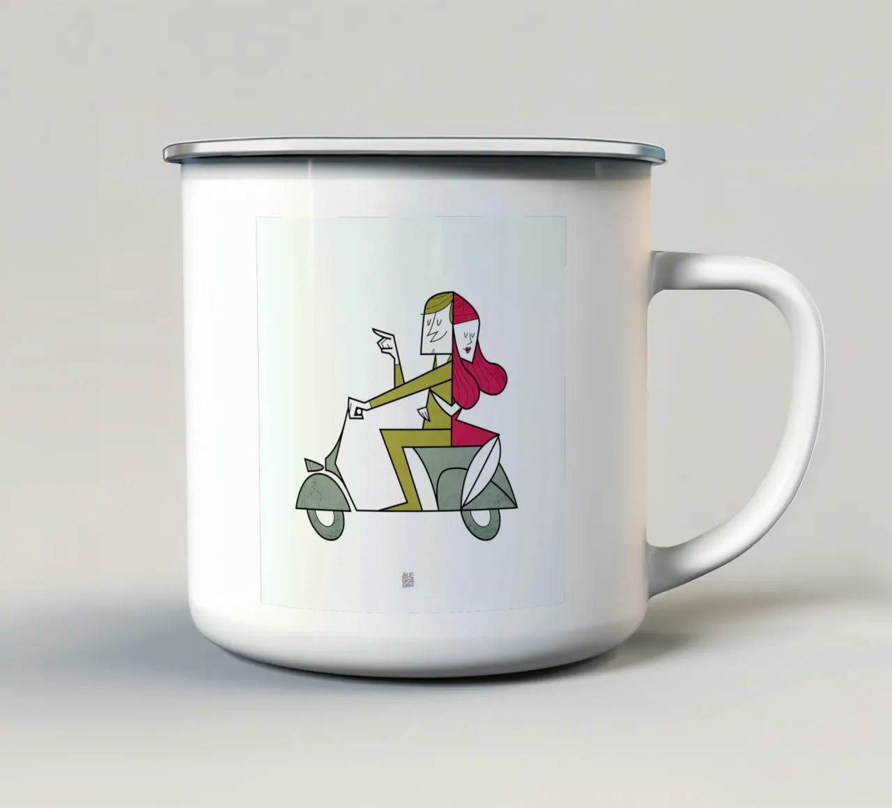 Lovers hug tazza in smalto da Ale Giorgini