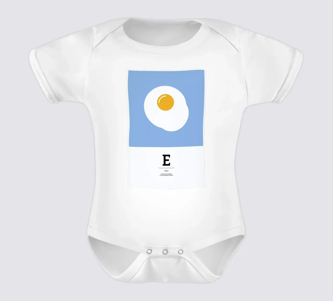 „The Food Alphabet“ - E like Egg body neonato maniche corte da BLAEK Design Studio