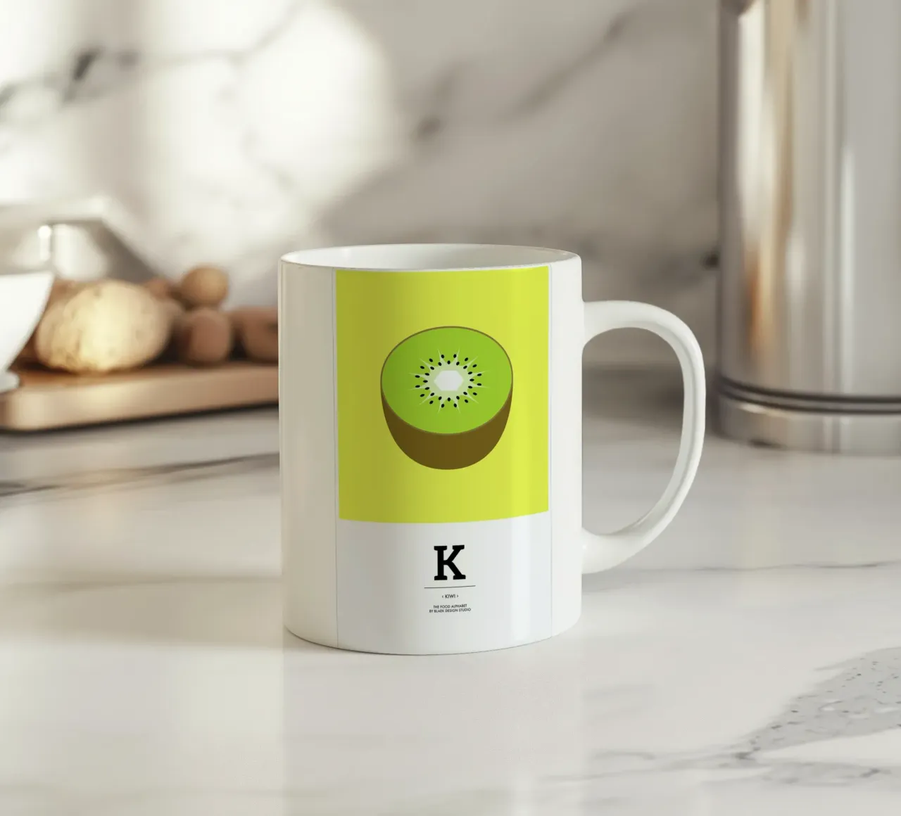 „The Food Alphabet“ - K like Kiwi tazza in ceramica da BLAEK Design Studio
