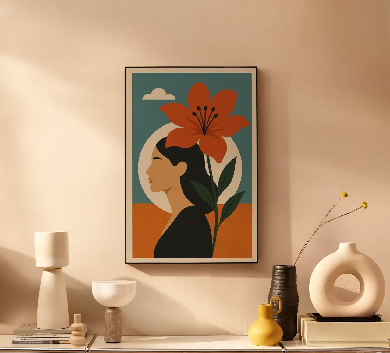 Donna con fiore 2 alluminio dibond da Studio M