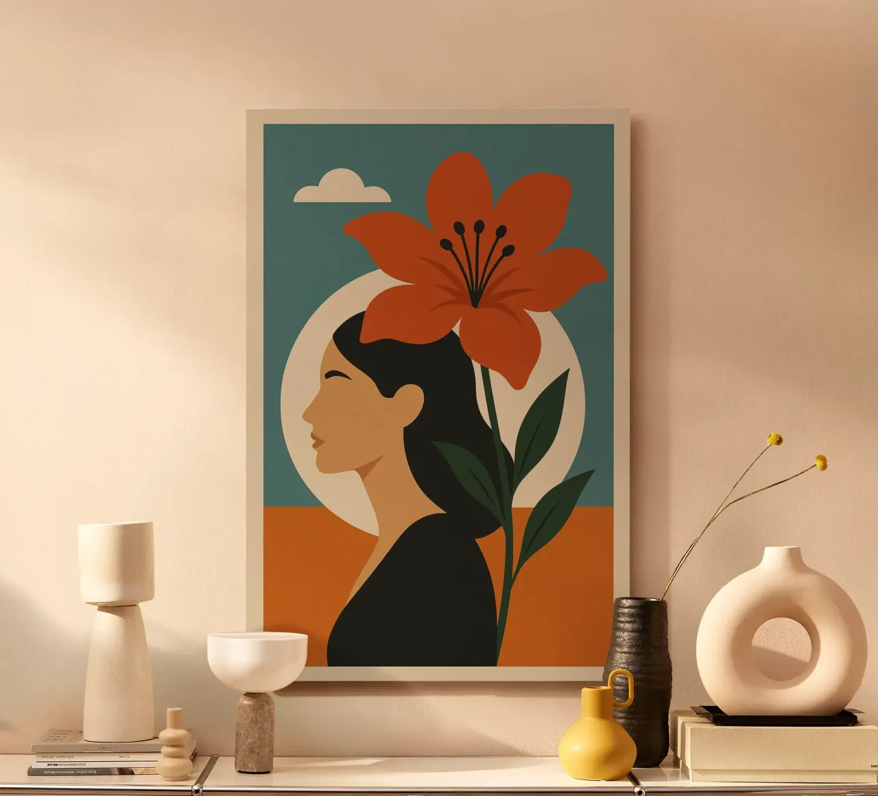 Donna con fiore 2 alluminio dibond da Studio M