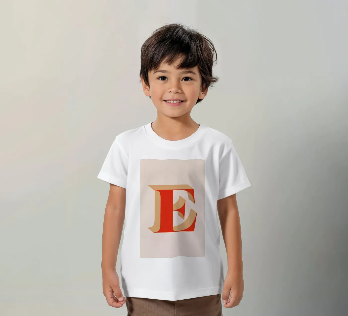 Red E kids t-shirt by daylight design studio