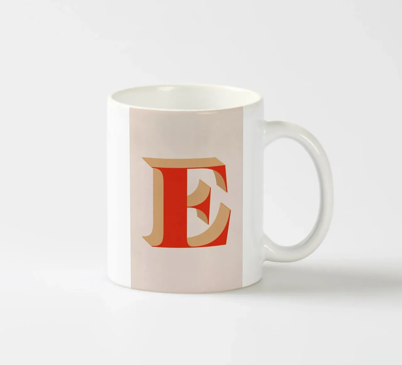 Red E ceramic mug by daylight design studio