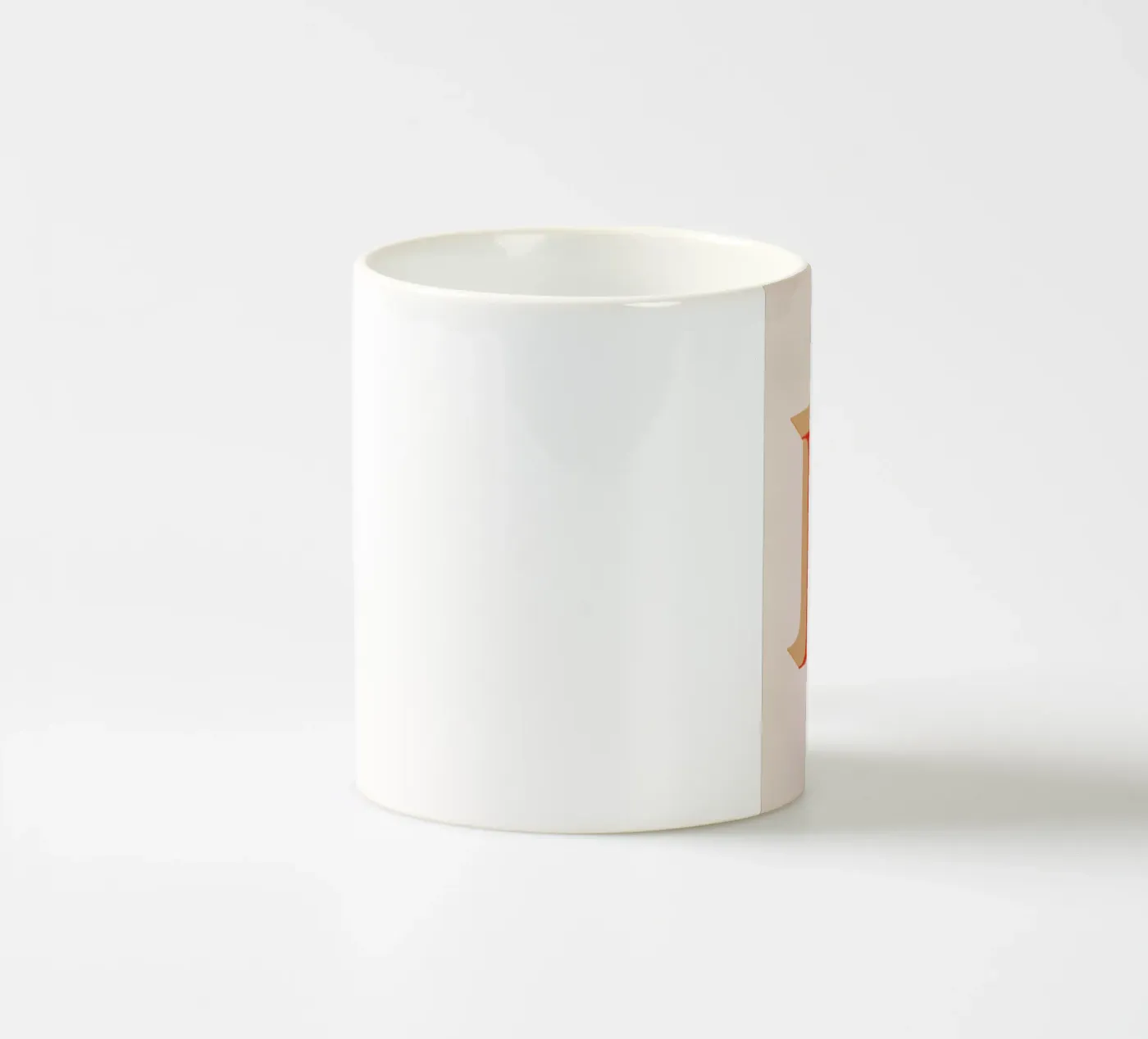 Red E ceramic mug by daylight design studio