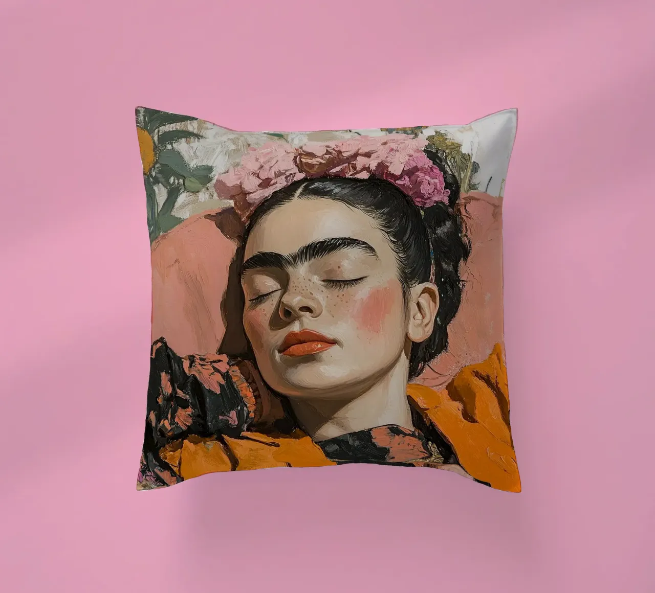 Frida Kahlo "I fiori della resilienza cuscino da Fantasias Florales