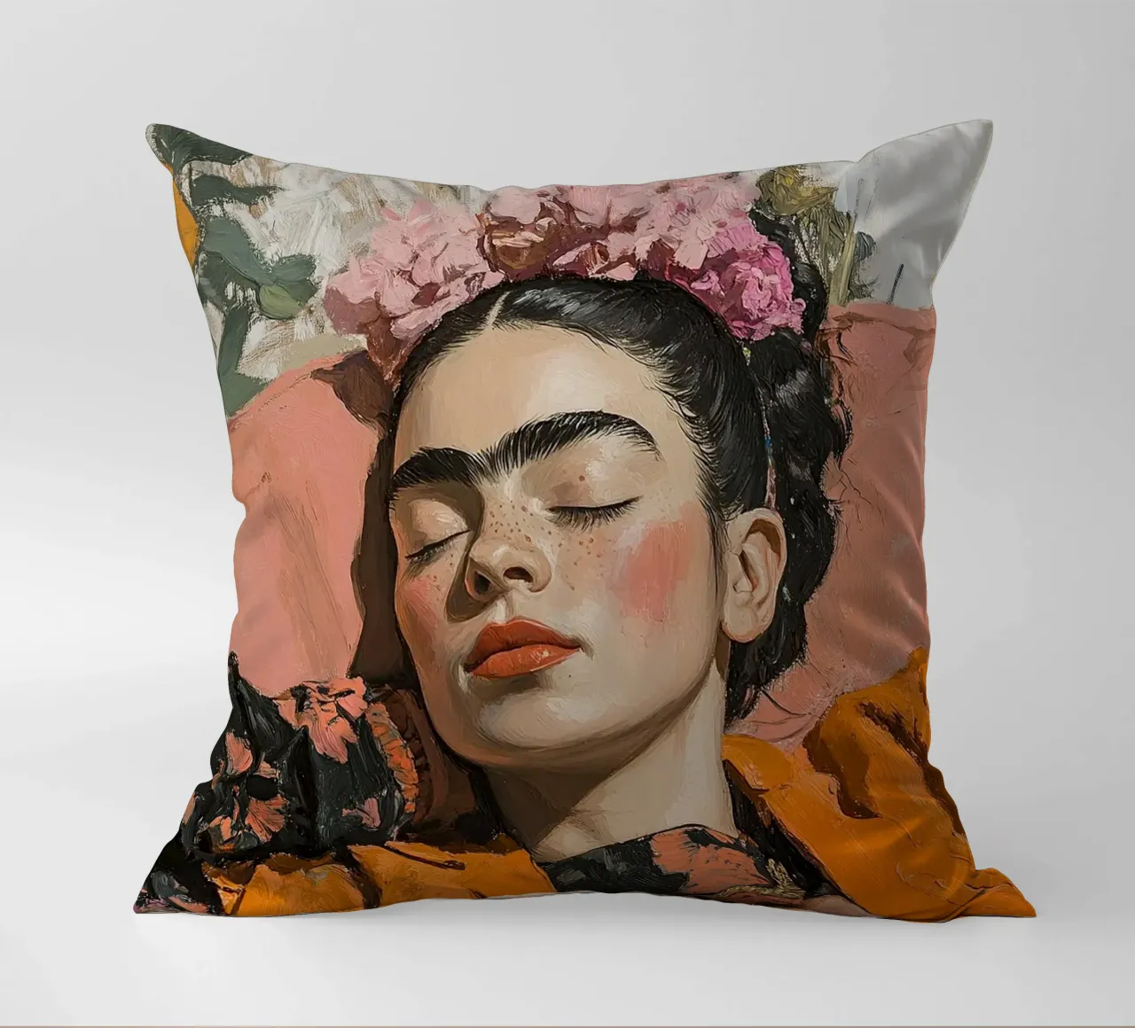 Frida Kahlo "I fiori della resilienza cuscino da Fantasias Florales
