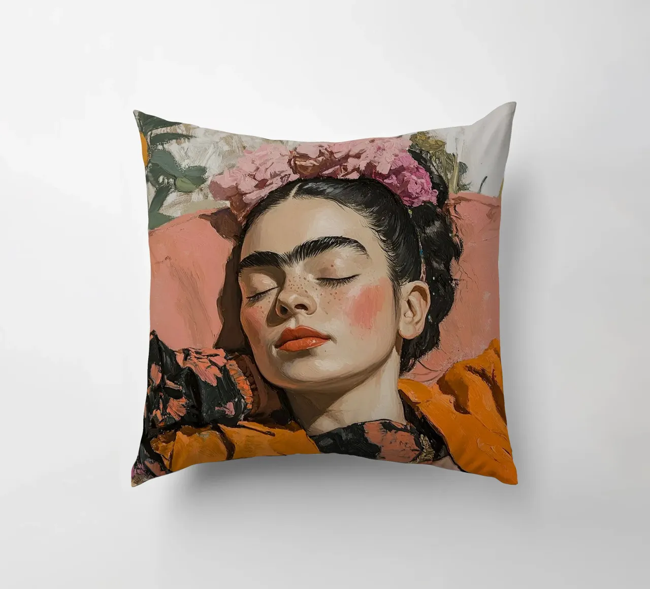 Frida Kahlo "I fiori della resilienza cuscino da Fantasias Florales