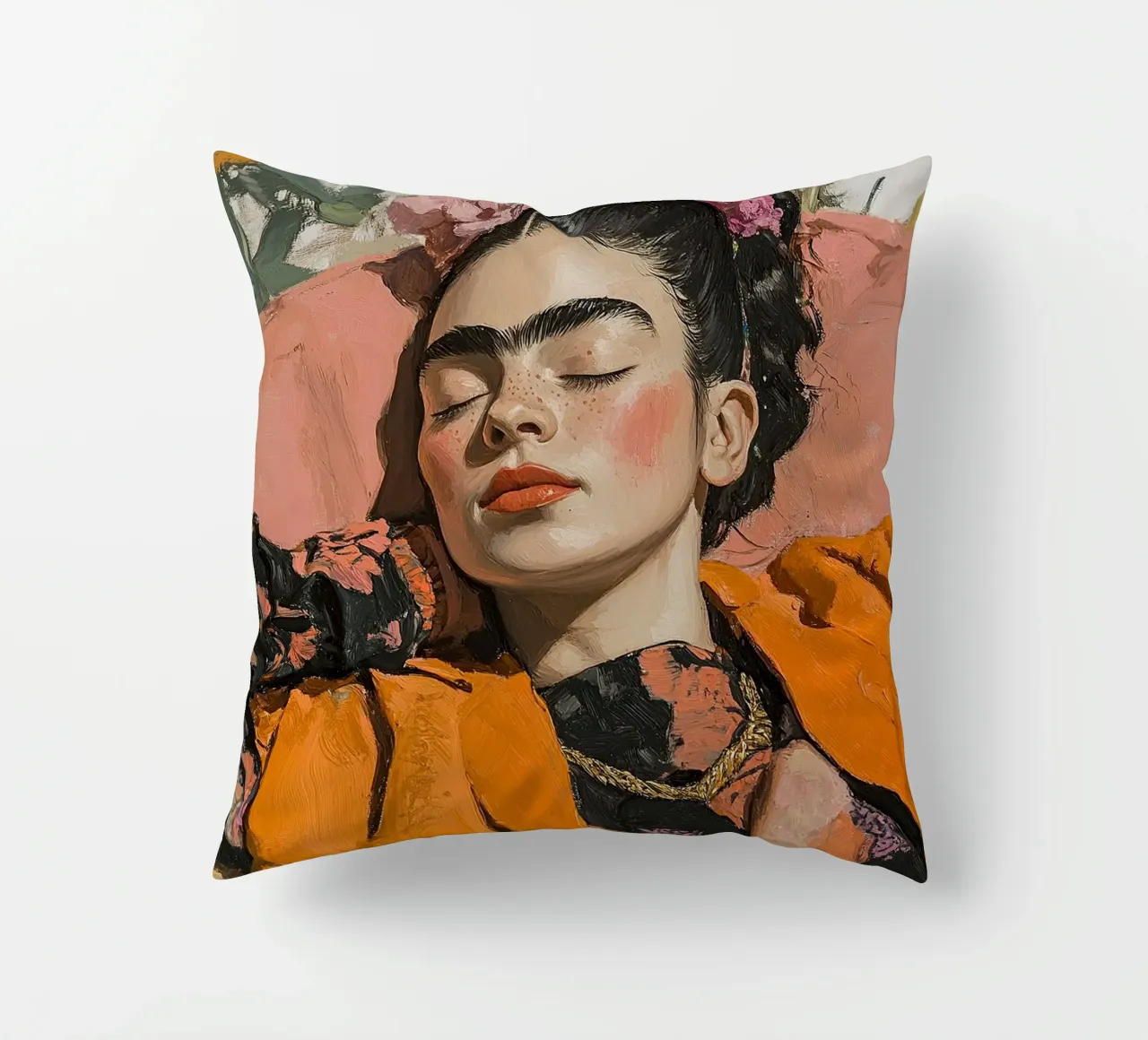Frida Kahlo "I fiori della resilienza cuscino da Fantasias Florales