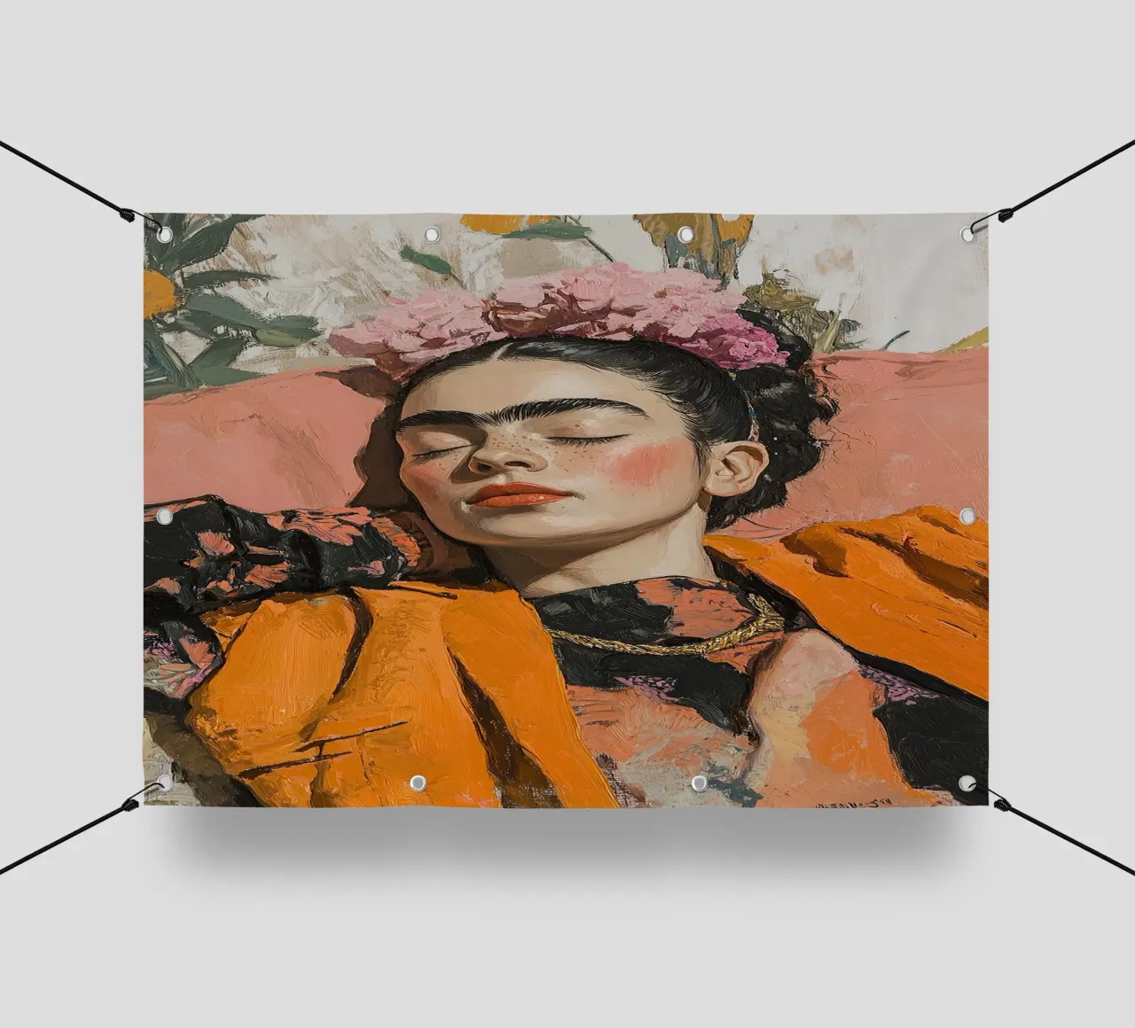 Frida Kahlo "I fiori della resilienza telo in pvc da Fantasias Florales