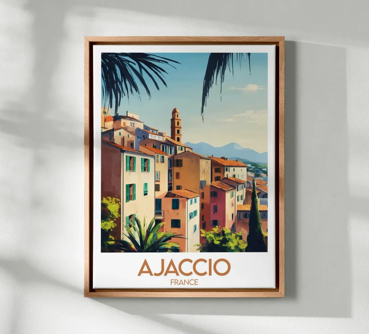 Affiche Ajaccio canvas met Baklijst van Frame the World